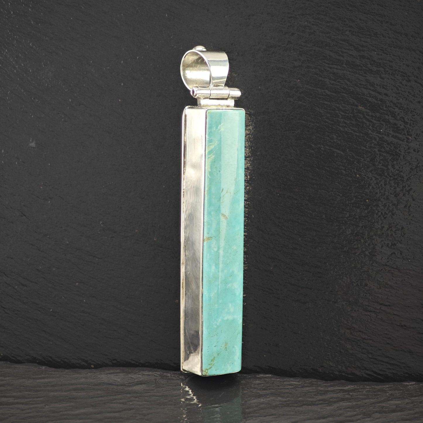 Lg Navajo Turquoise Pendant Sterling Silver by David Troutman P2823
