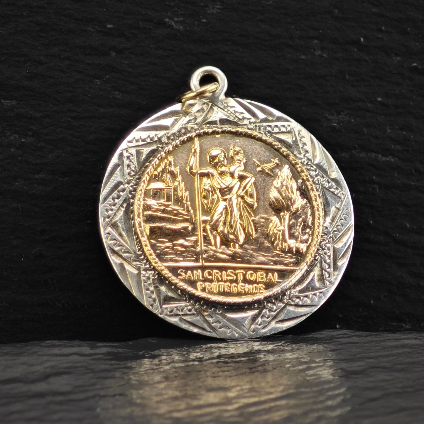 San Cristobal Protegenos Gold Filled Accent Pendant Sterling Silver P2910Gra