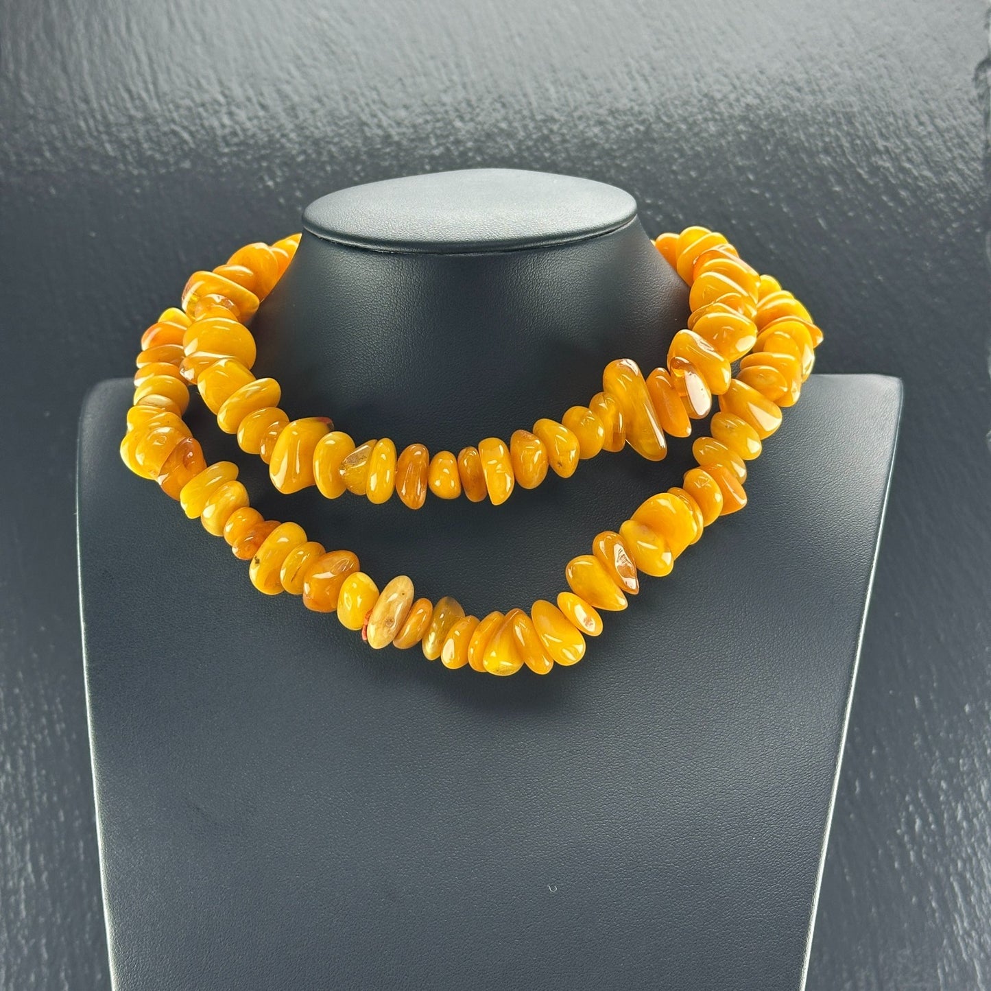 92gm Natural Baltic Amber Bead Necklace Opaque