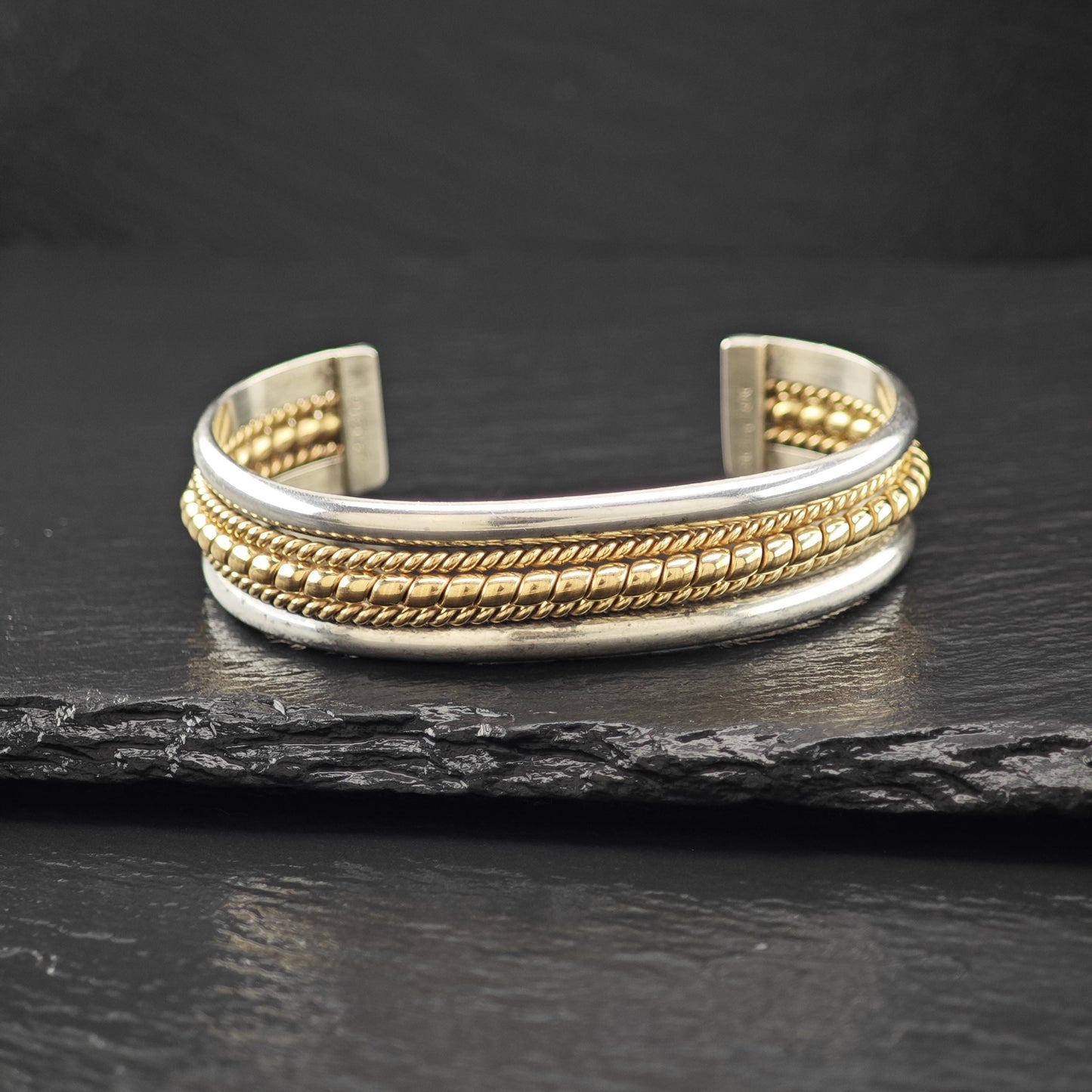 Navajo 12K GF Twisted Wire Cuff Sterling Silver Sz 6" BR3026