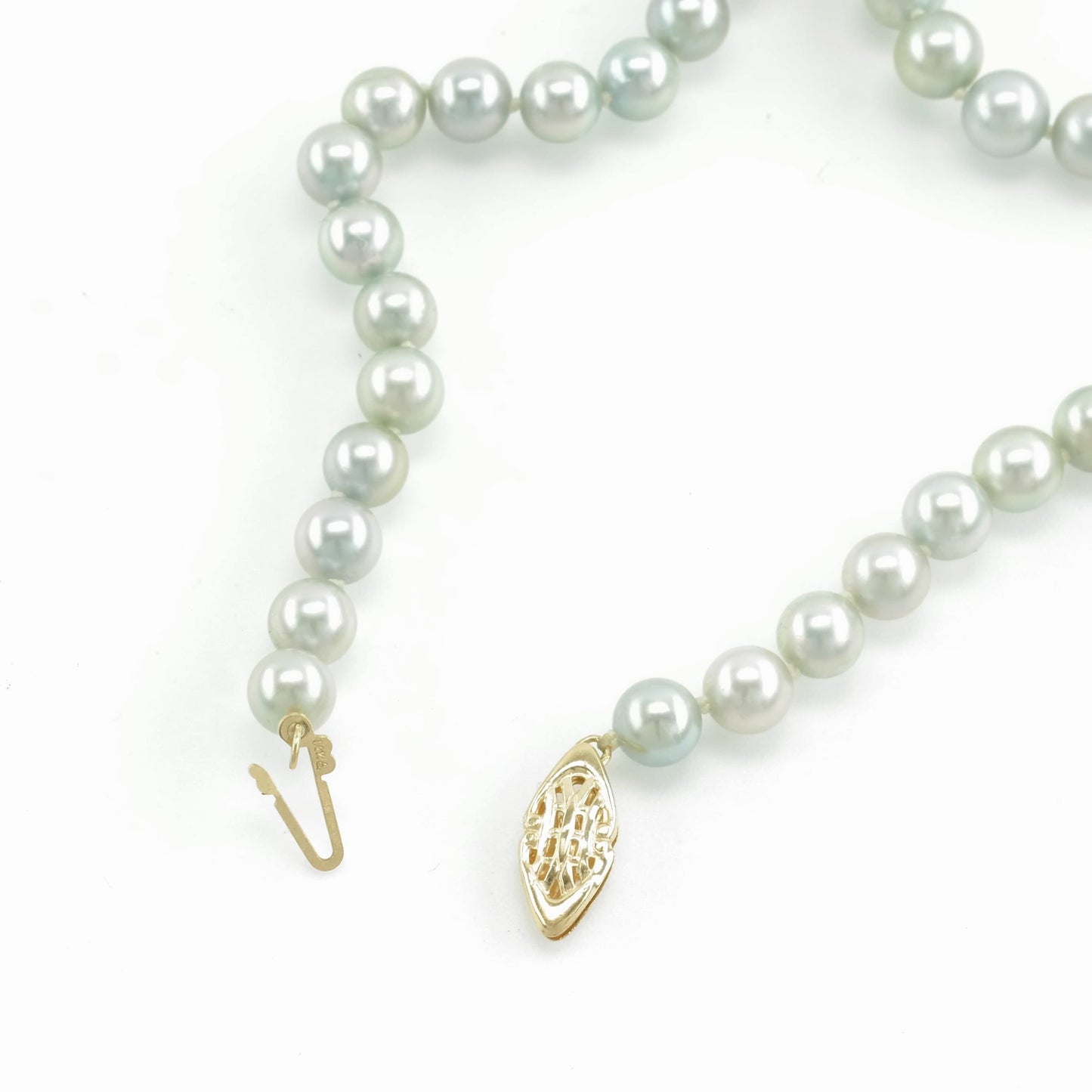 Gray Iridescent 6mm, Pearl, 26" Saltwater, Cultured Gold Clasp Necklace