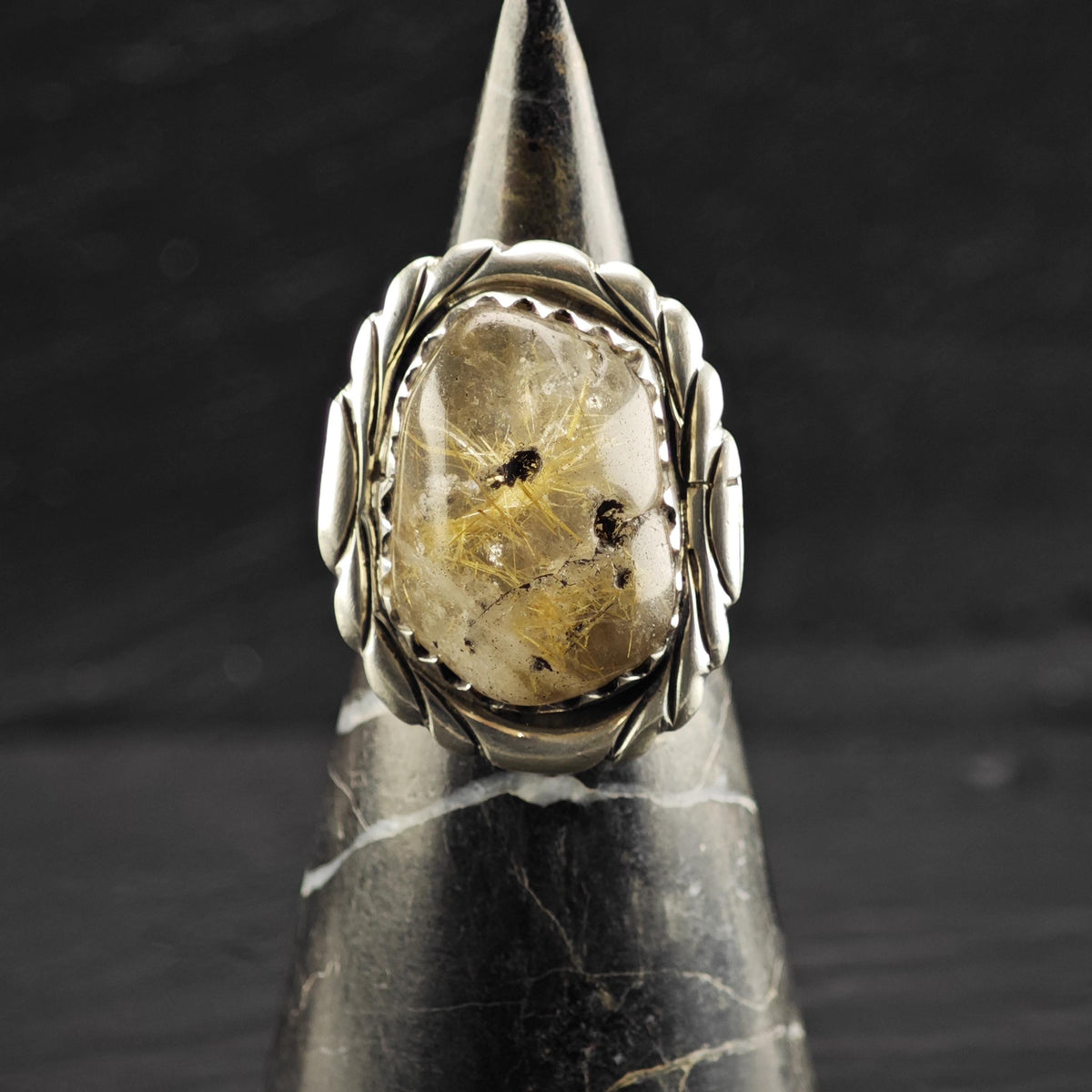 Rutilated Quartz Sterling Silver Ring Sz 8 R6868