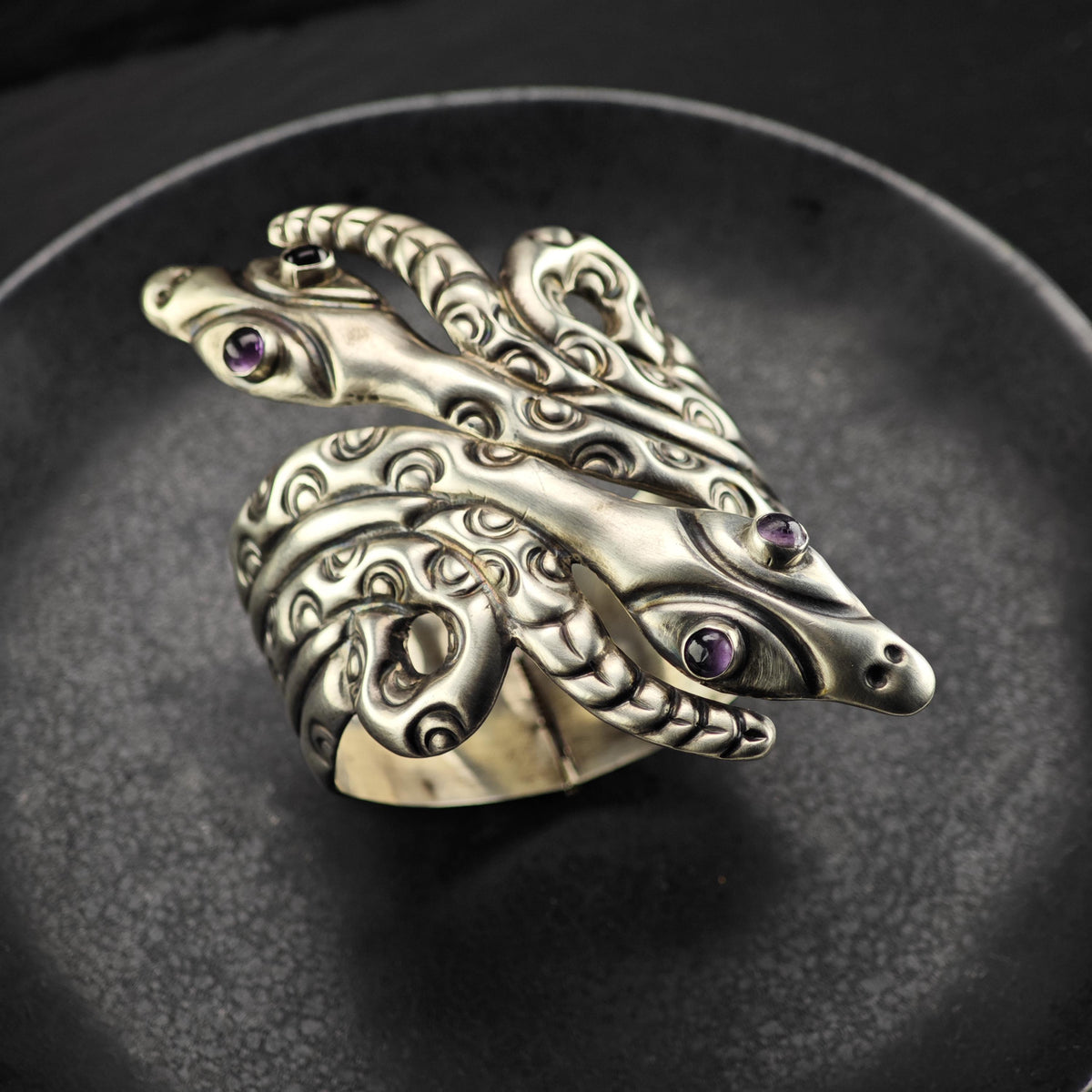 Taxco Snake Clamper Bracelet Sterling Silver Sz 6 1/2" BR3195
