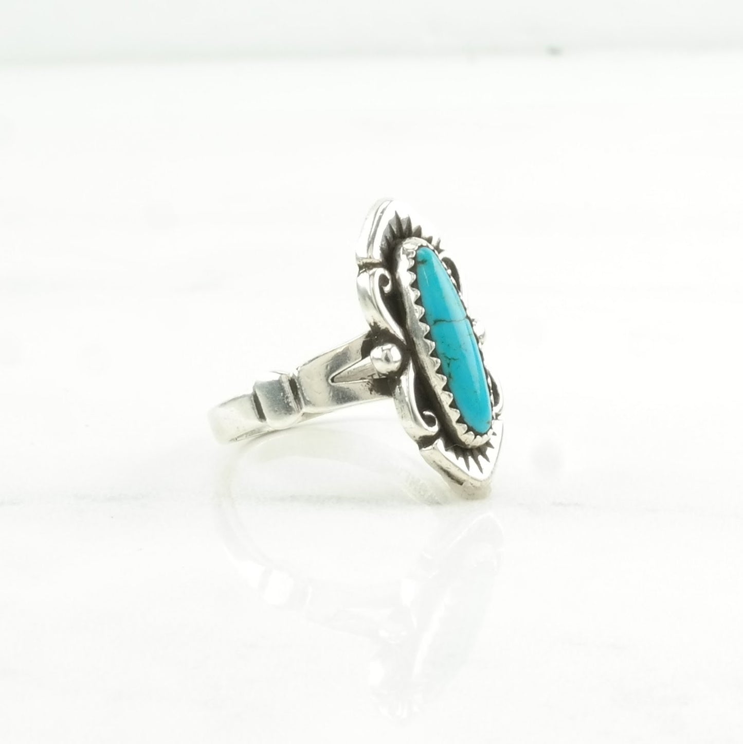 Sterling Silver Ring Turquoise Blue Size 7