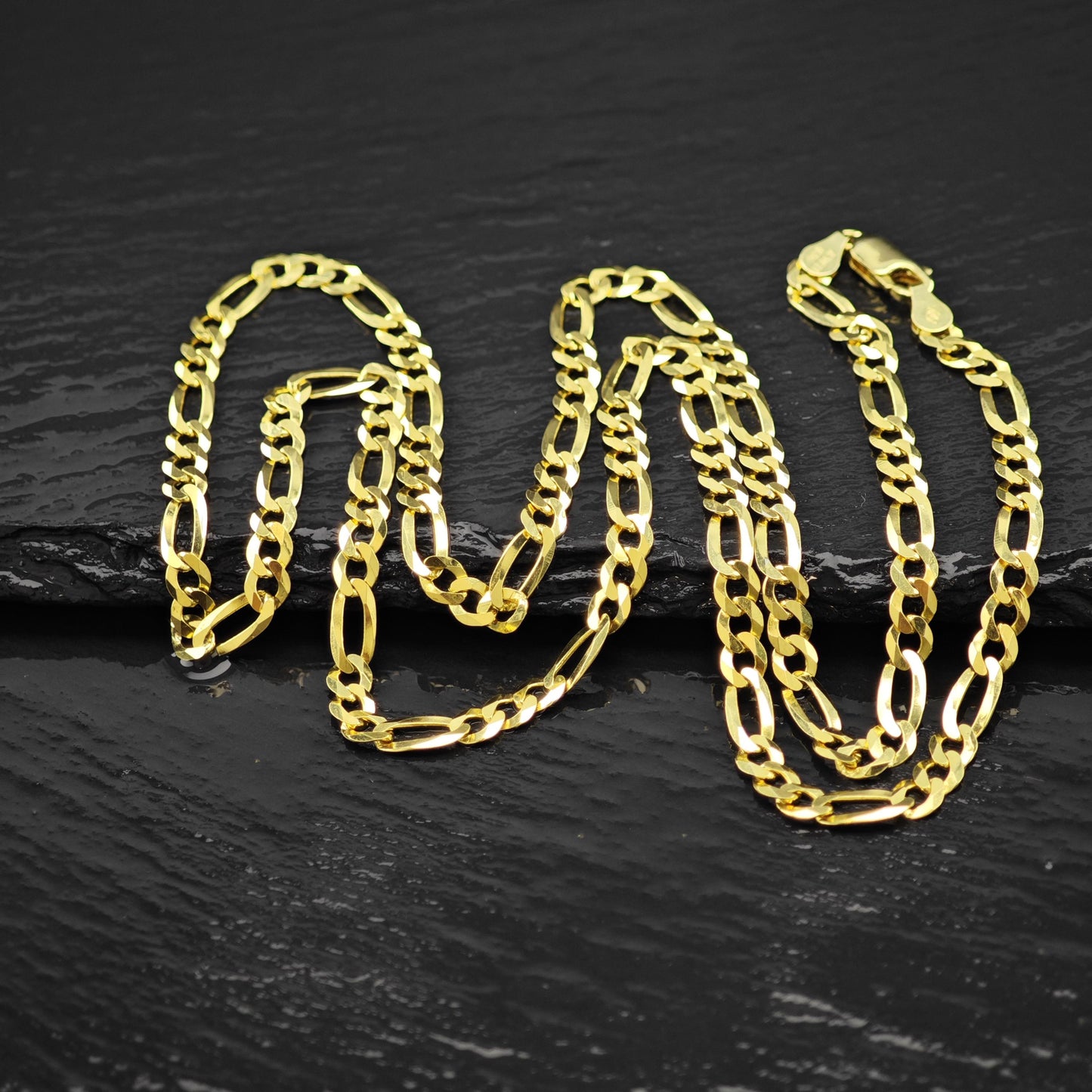 Sterling Silver Gold Plated 4.5mm Figaro Chain Necklace 24" N2654