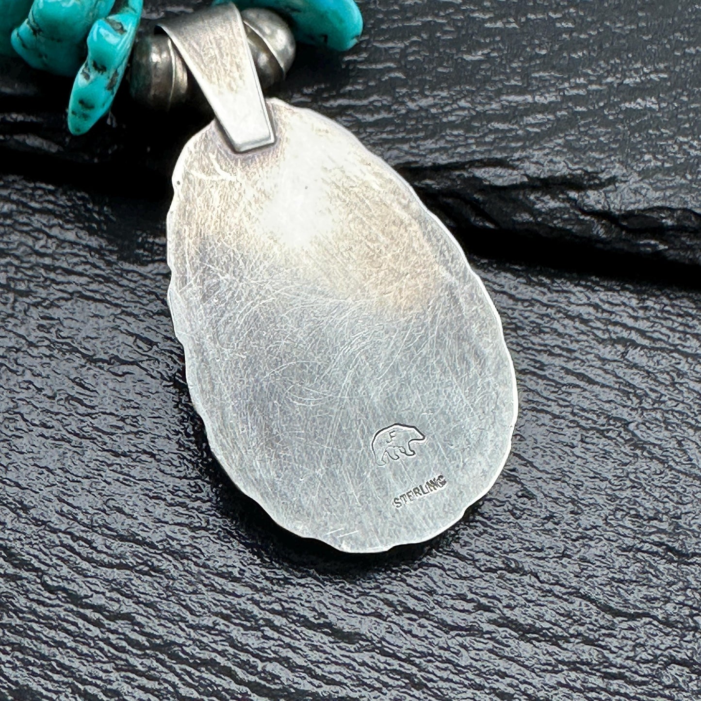 Native Turquoise Heishi Necklace with Sterling Silver Accents N2573