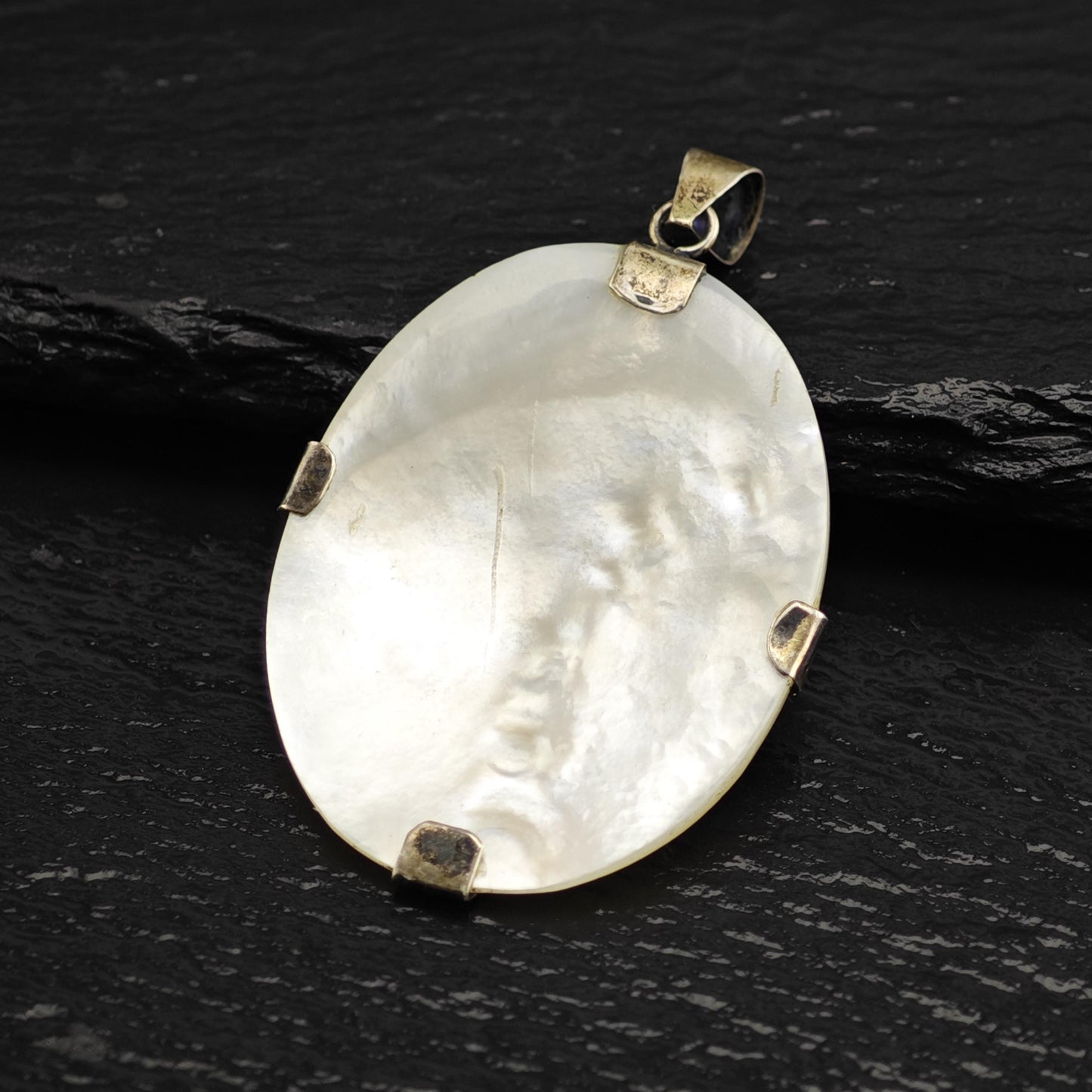 MOP Cameo Pendant Sterling Silver P3034