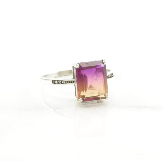 Sterling Silver Ring Ametrine, Doublet Solitaire Purple Size 9