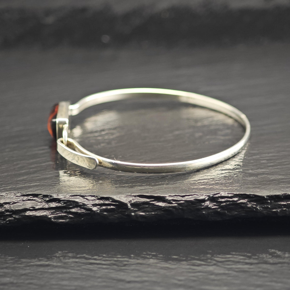Resin Inlay Poland Dainty Sterling Silver Bangle Sz 6 3/4" BR3126