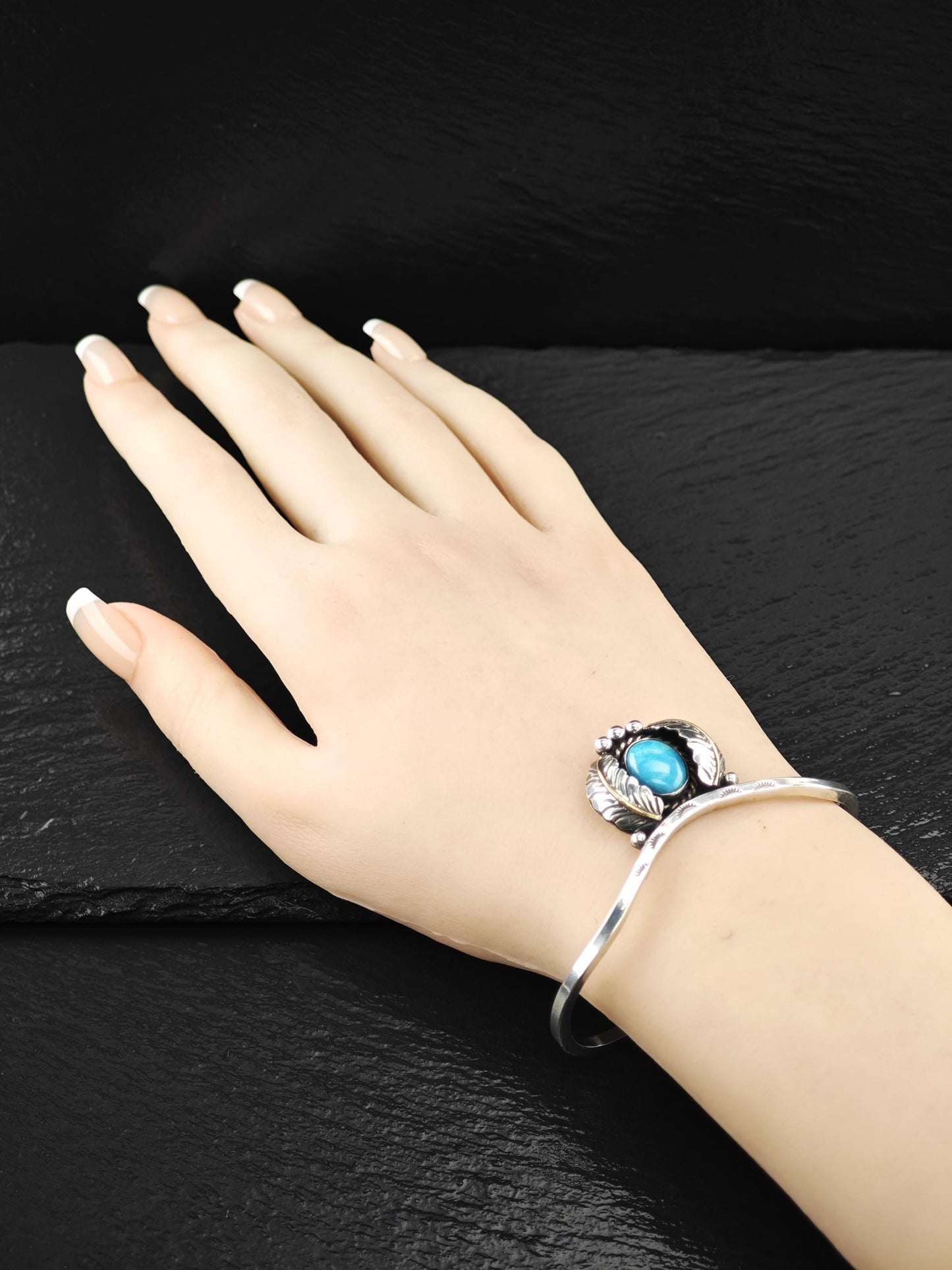 Native, Shadow Box Turquoise Cuff Bracelet Sterling Silver BR2893