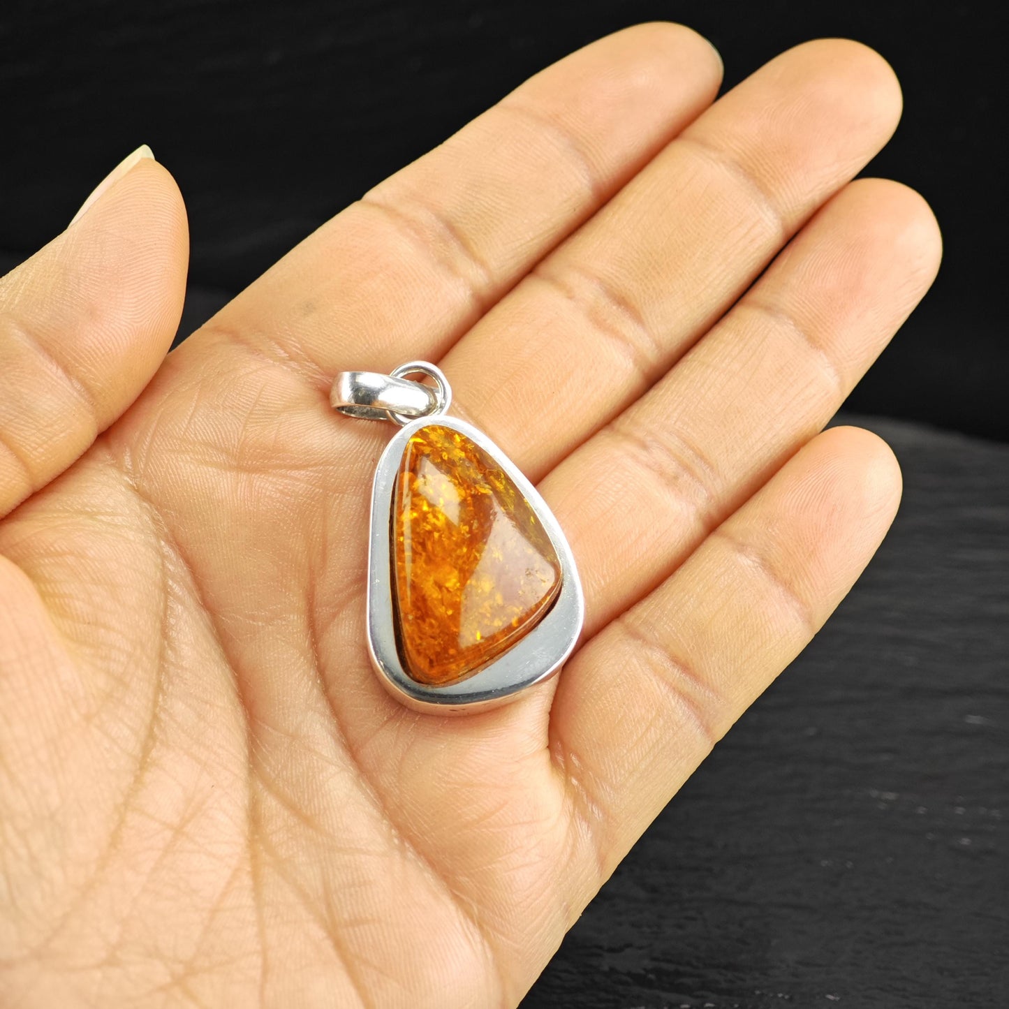 Baltic Amber Abstract Pendant Sterling Silver P3035