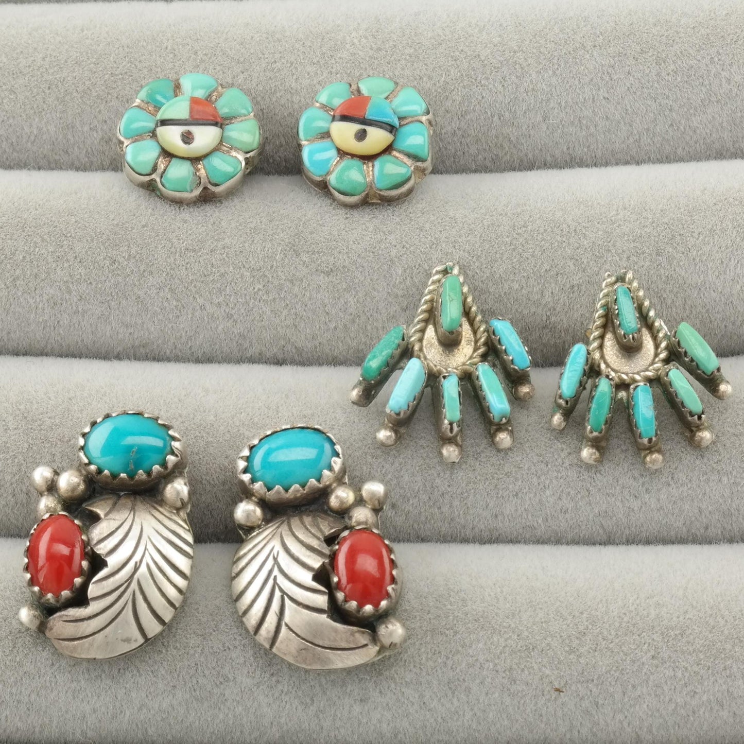 Choice of Vintage Native American Sterling Silver Stud Earrings