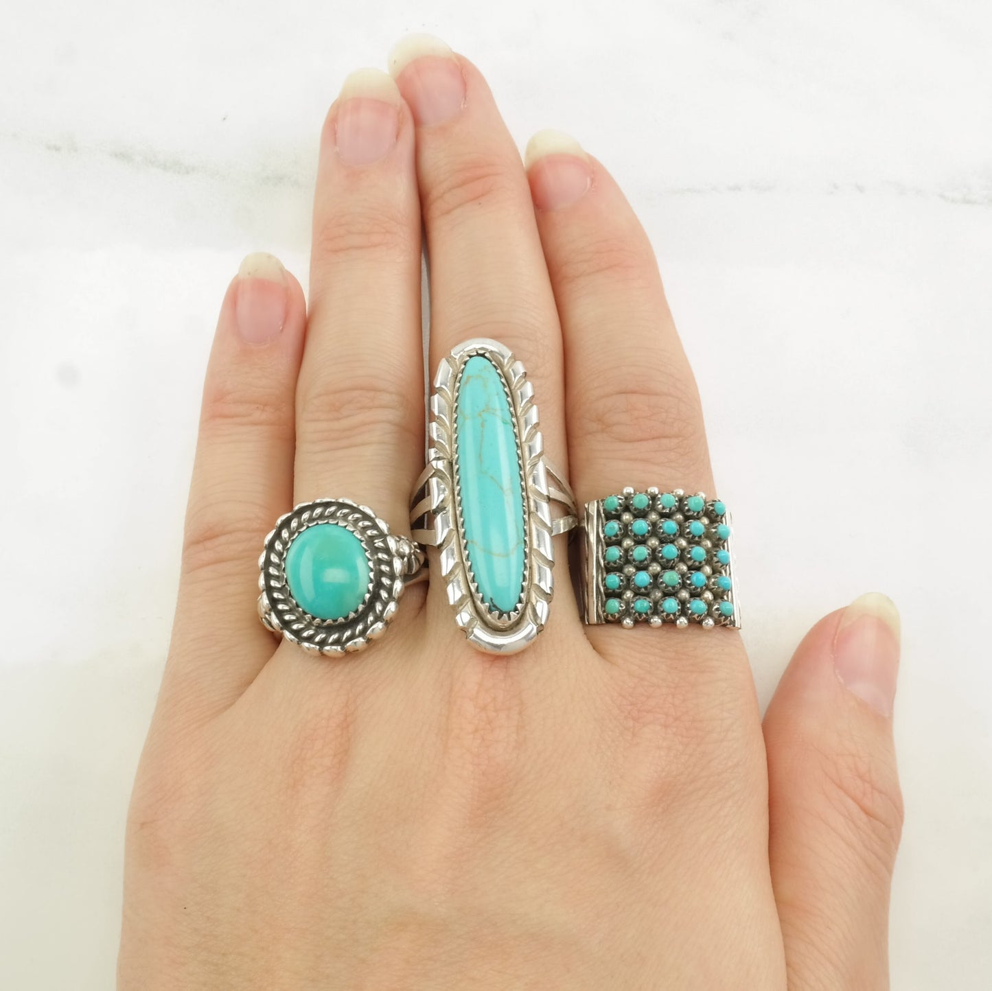 Navajo Guild Silver Ring Turquoise Sterling Size 7 1/2