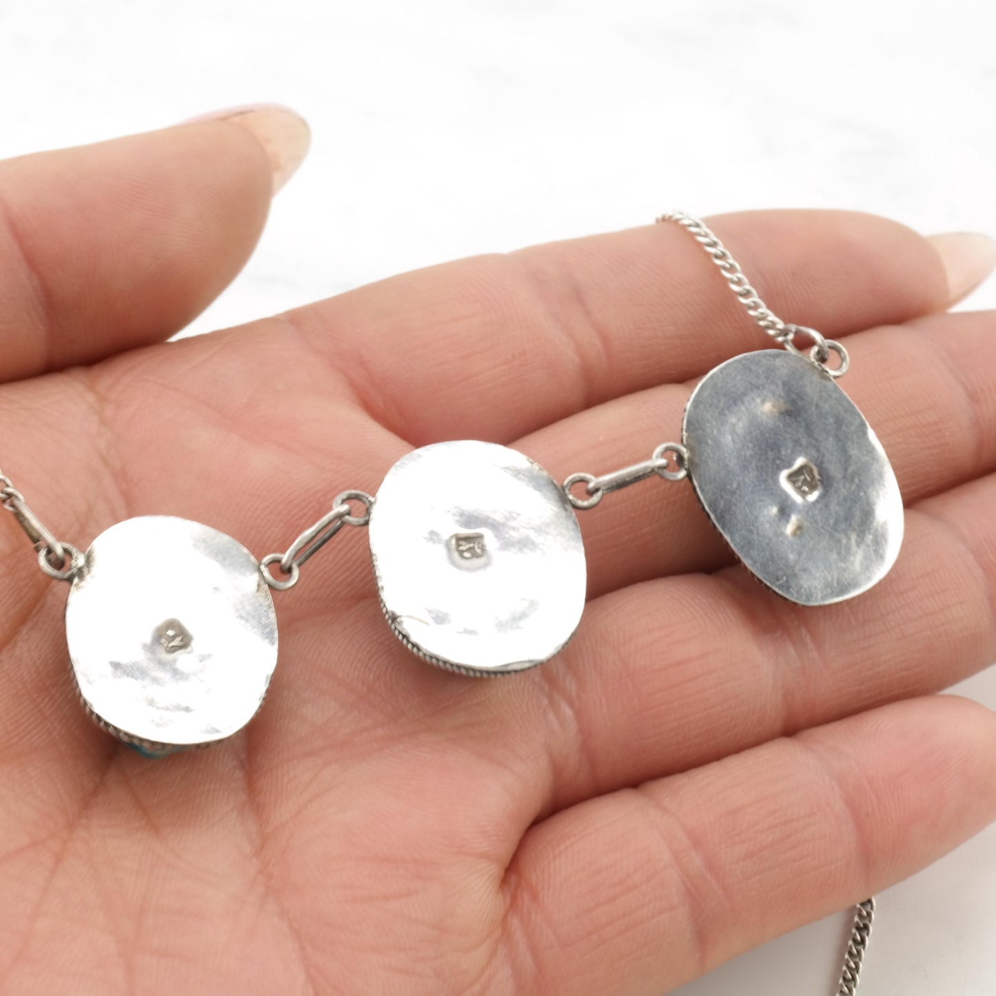 Archeological Revival Scarab Sterling Silver Necklace N2427