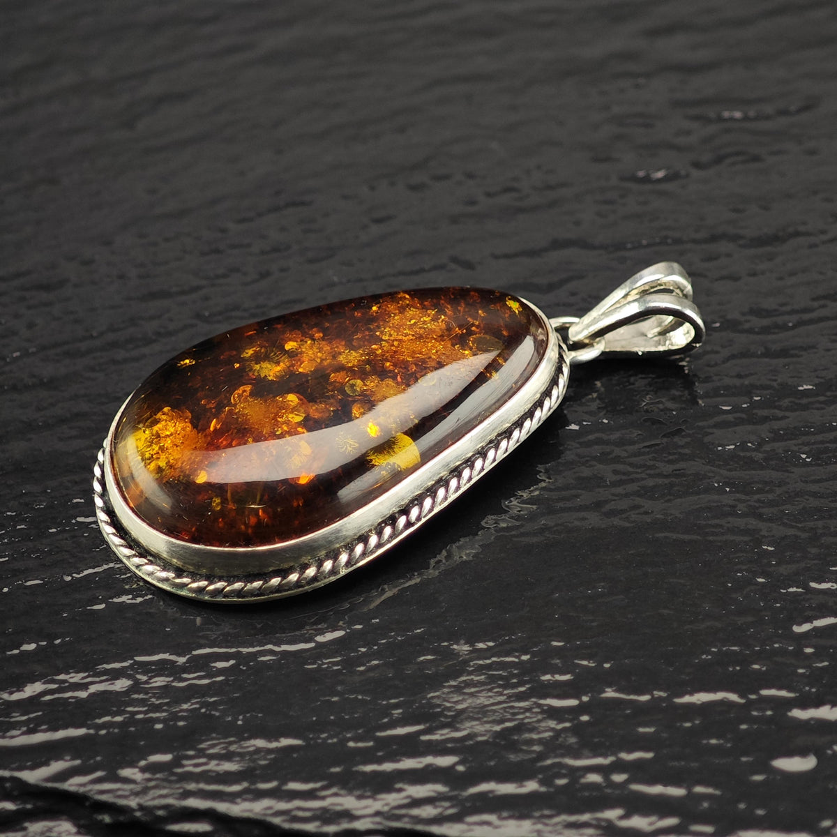 Amber Sterling Silver Pendant P3164
