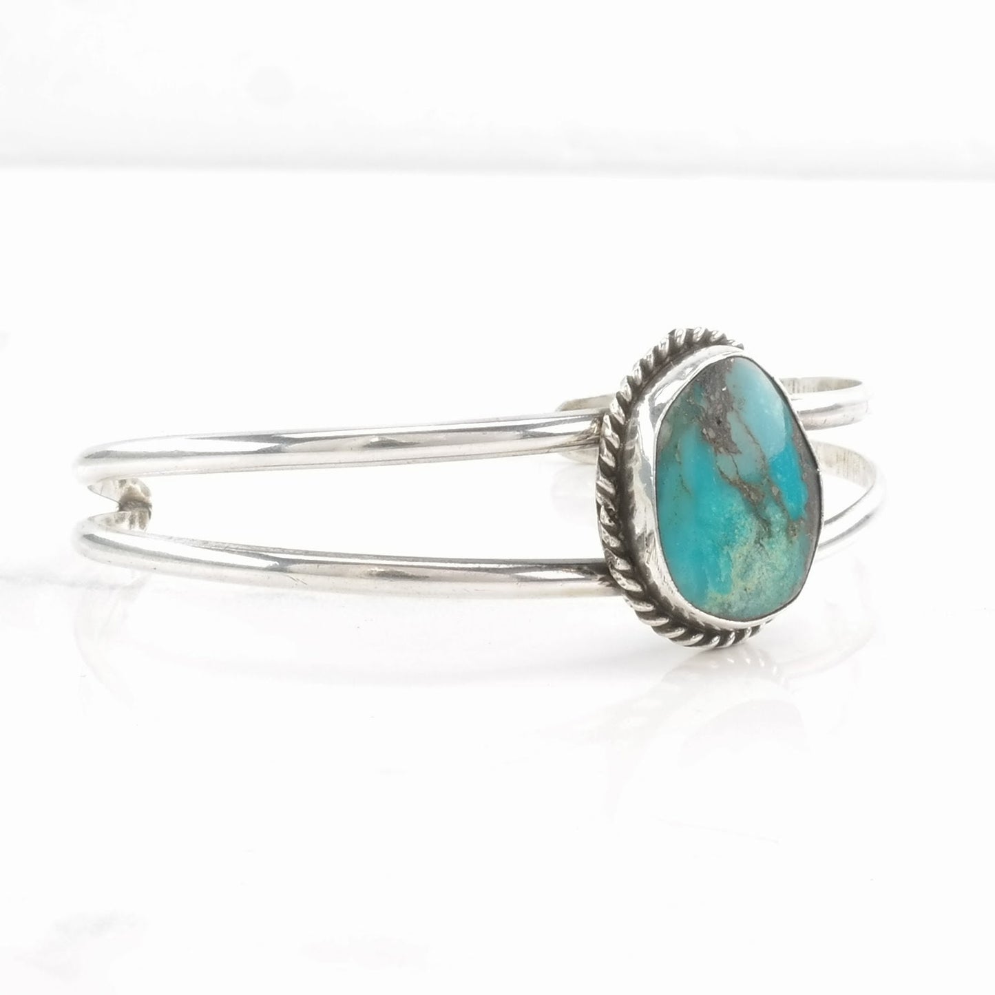 Southwest Turquoise Cuff Bracelet Sterling Silver Blue