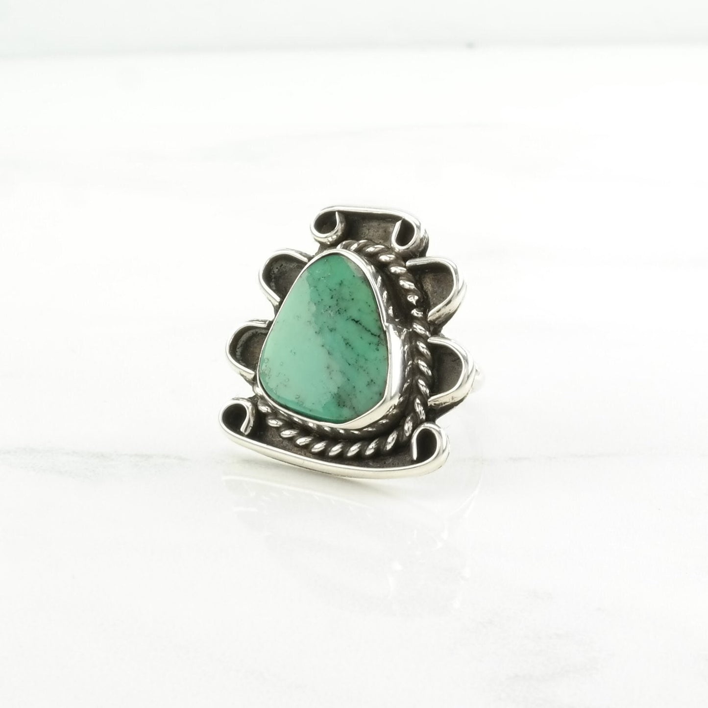 Sterling Silver Ring Turquoise Abstract Size 5