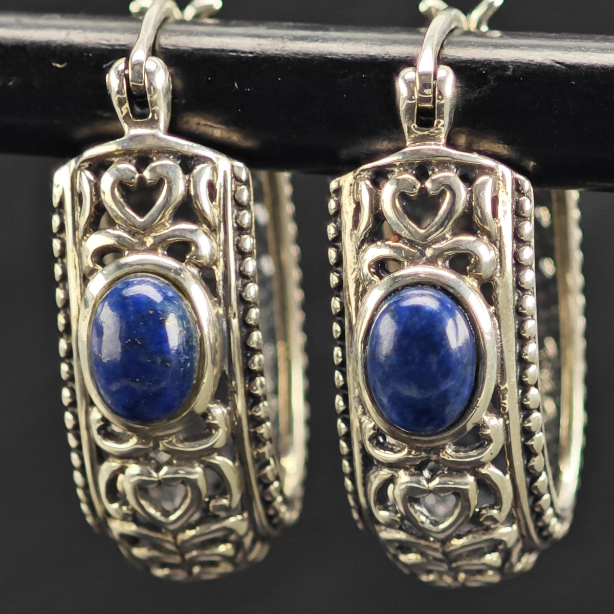 Vintage Lapis Sterling Silver Dangle Earrings ER3207