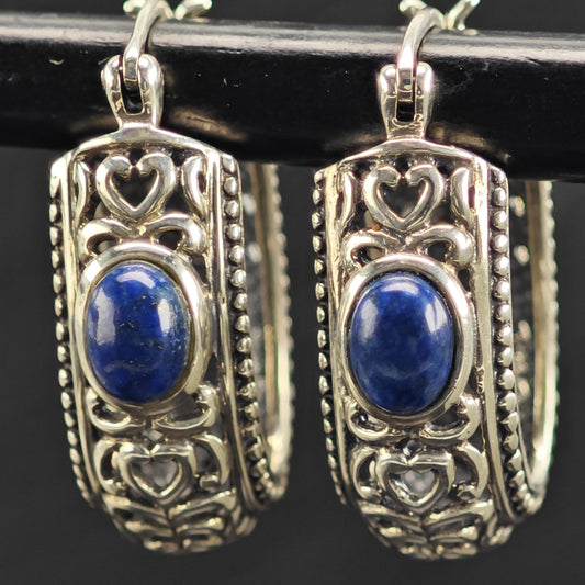 Vintage Lapis Sterling Silver Dangle Earrings ER3207
