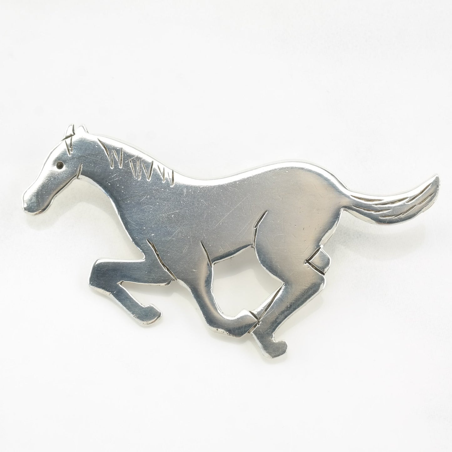 Native American Sterling Silver Horse Brooch