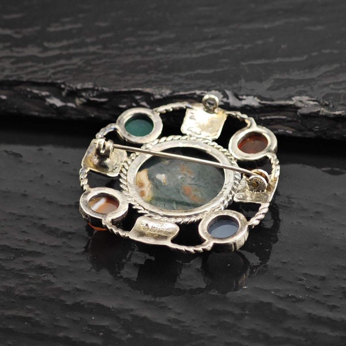 Scottish Agate Sterling Silver Brooch B2251