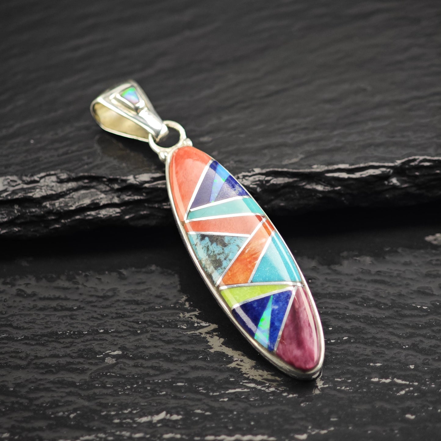 SW Ferris Multi-stone Inlay Pendant Sterling Silver P3075