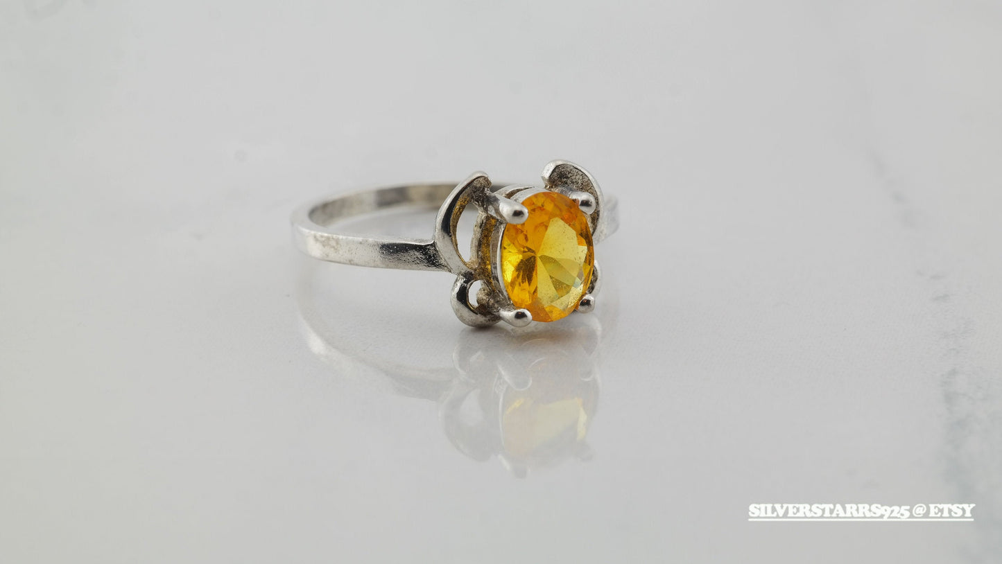 Sterling Silver Ring Paste Yellow Size 7.5