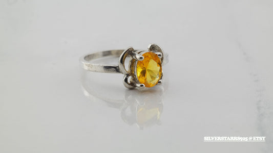 Sterling Silver Ring Paste Yellow Size 7.5