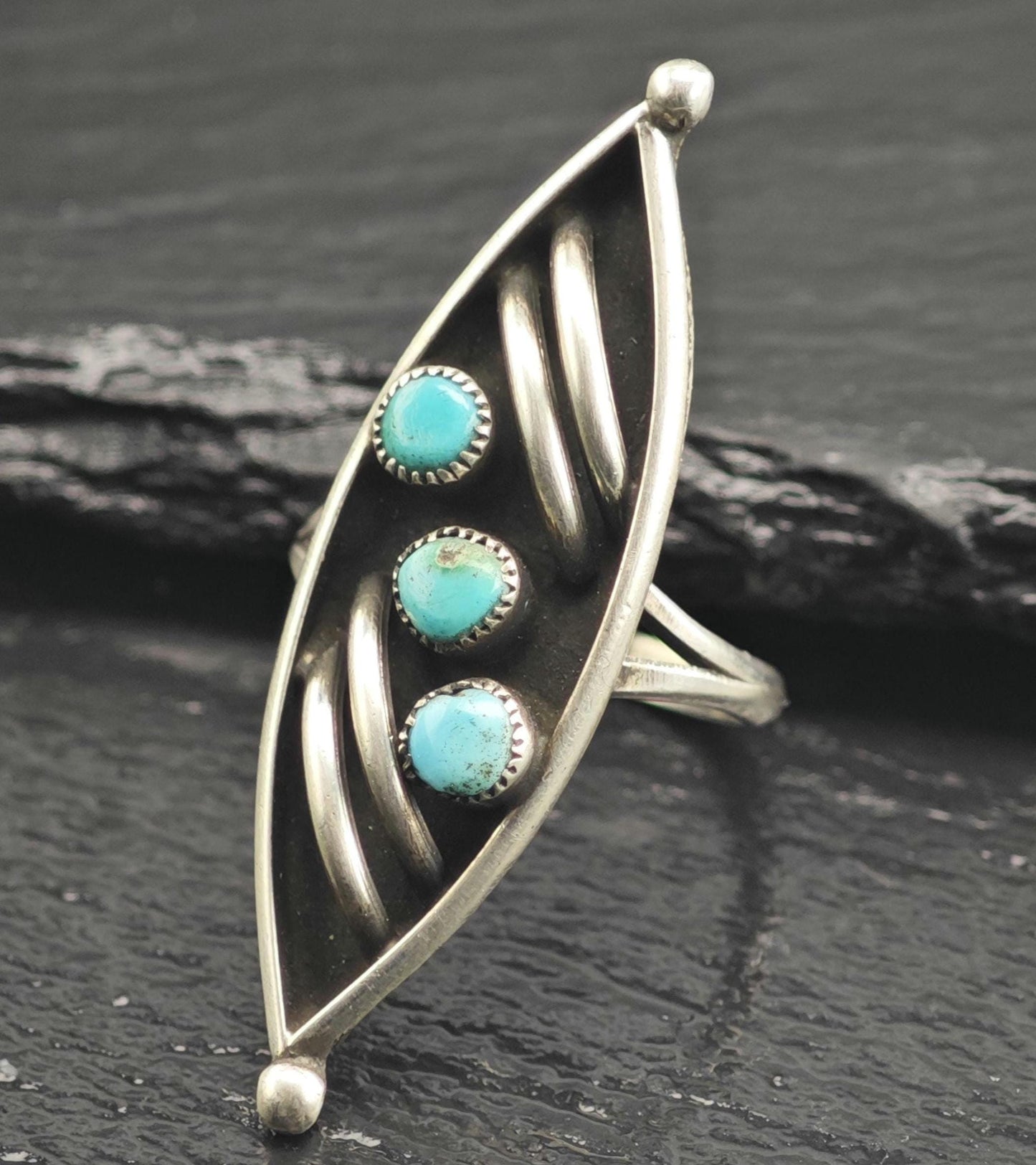 Zuni Petit Point Silver Arc Details Sterling Silver Ring Sz 8 1/2 R6655