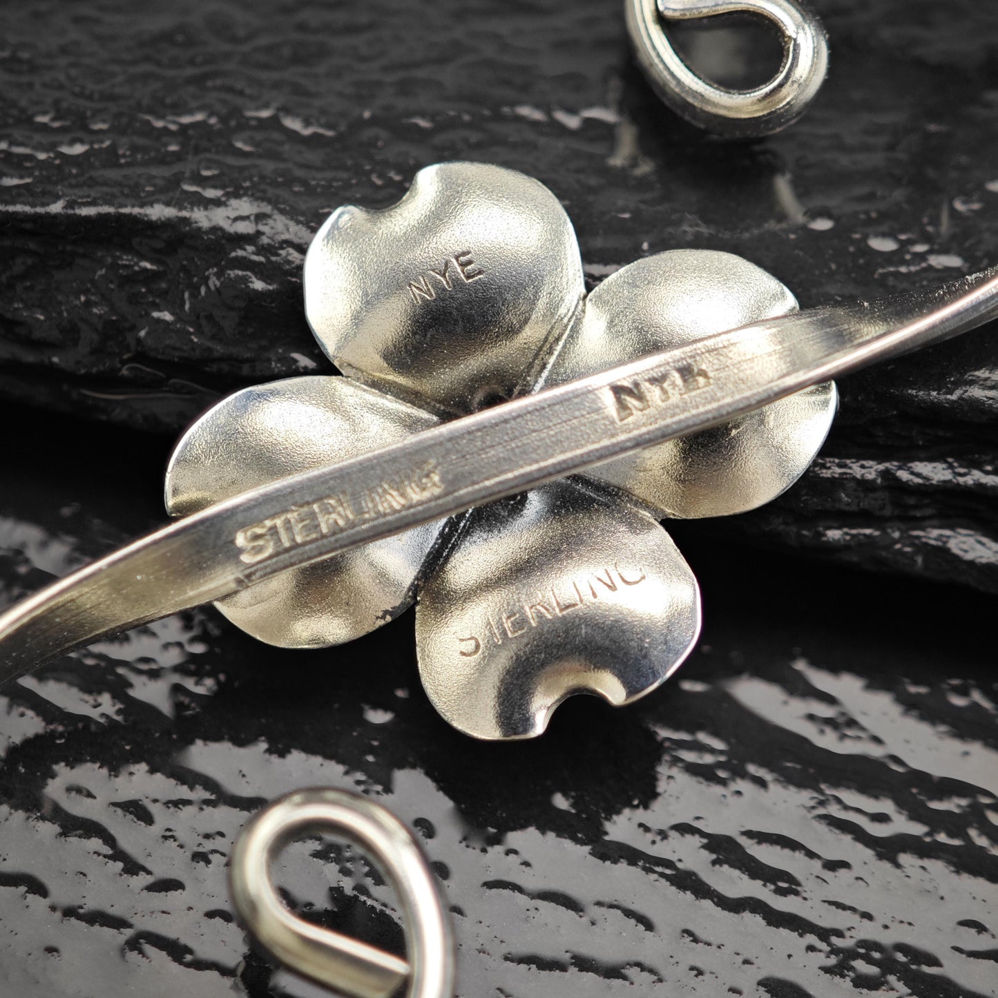 Vintage NYE Sterling Silver Floral Brooch