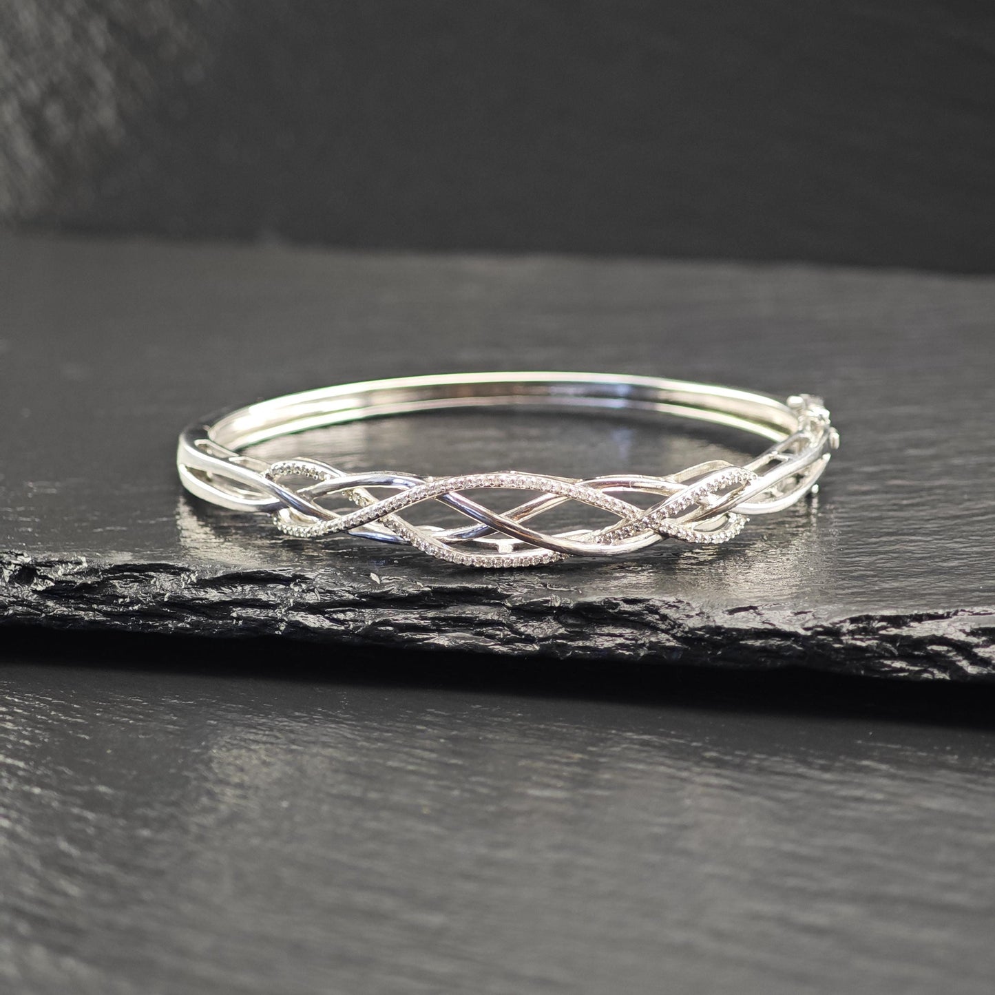 JWBR White Diamond Bangle Bracelet Sterling Silver