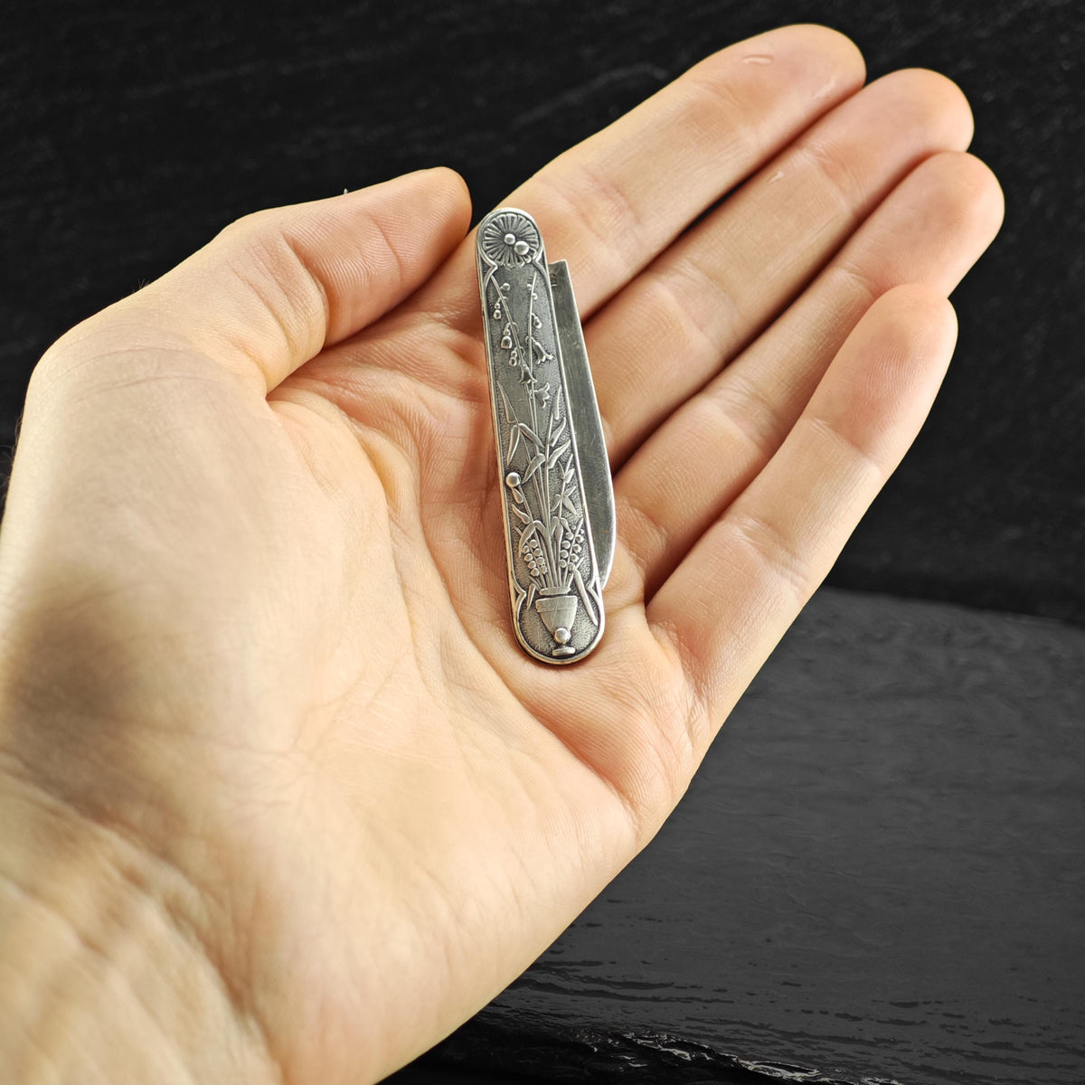 Antique Lilly Of The Valley Pocket Knife Sterling Silver MISC0418