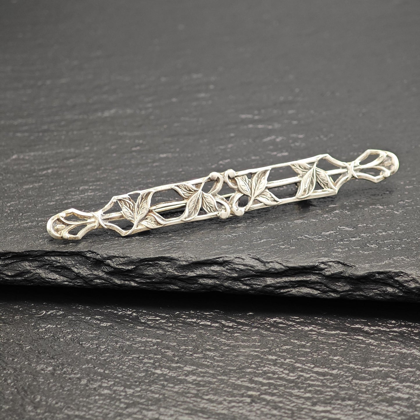 Vintage Art Nouveau, Floral Brooch Sterling Silver