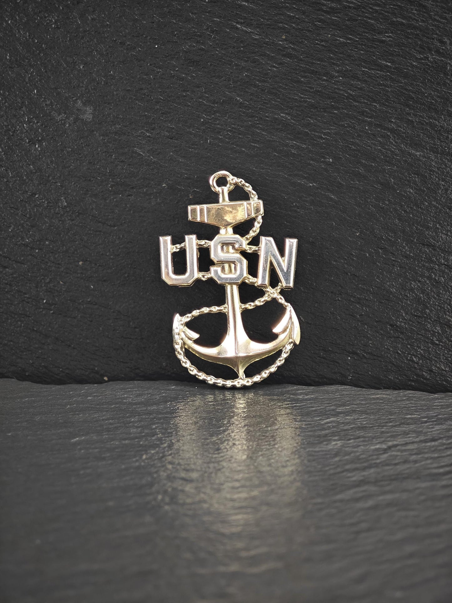 US Navy Gold Anchor Pin Brooch/Pendant Sterling Silver