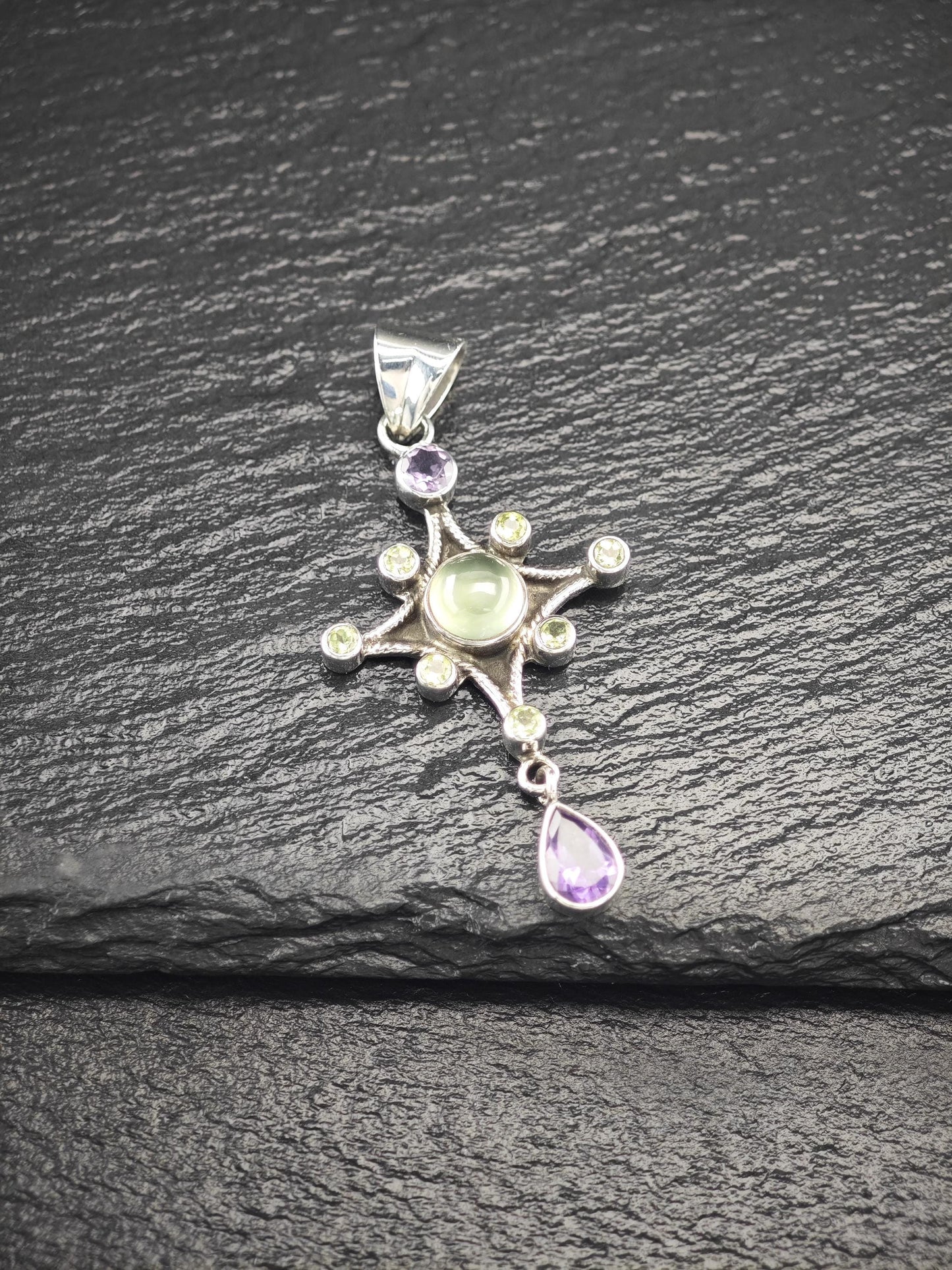 SLG Amethyst, Peridot Cross Pendant Sterling Silver P2723