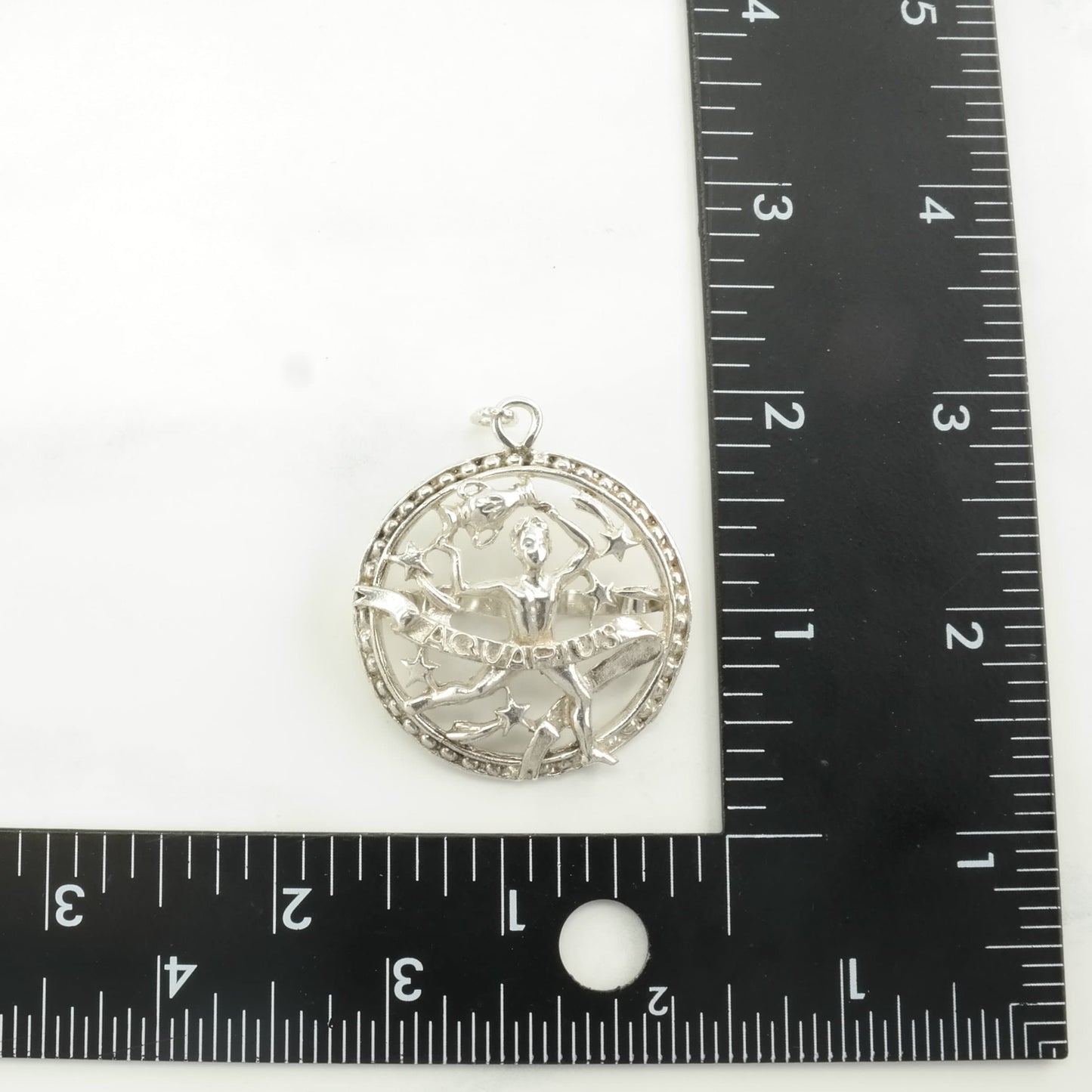 Vintage Antique, Art Nouveau Aquarius Figure, Zodiac Sterling Silver Pendant