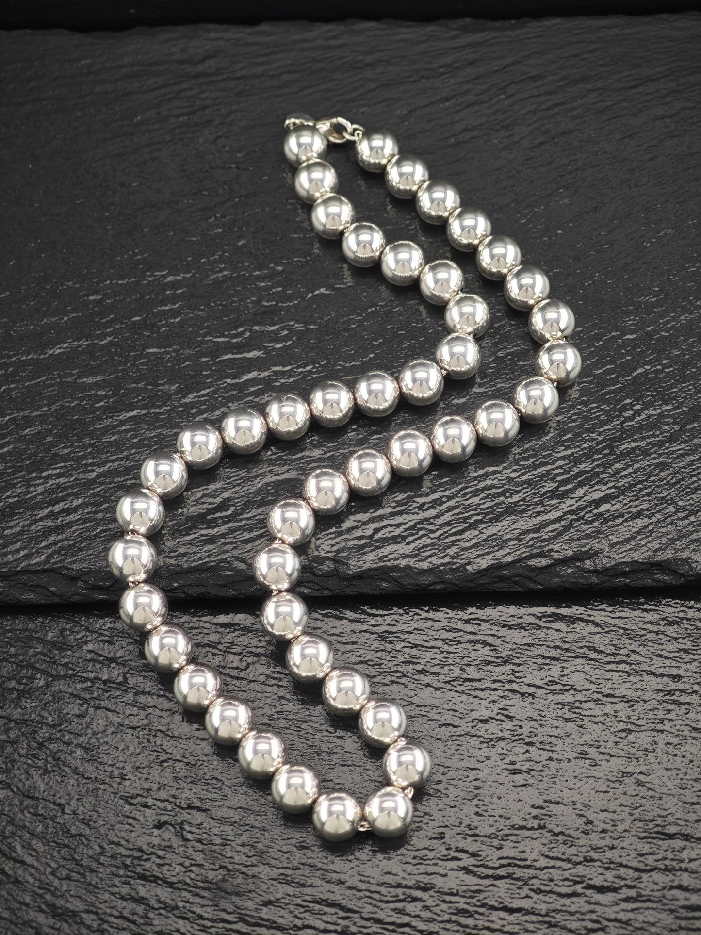Vintage Tiffany 10mm Bead, Hardwear Beaded Necklace Sterling Silver N2506