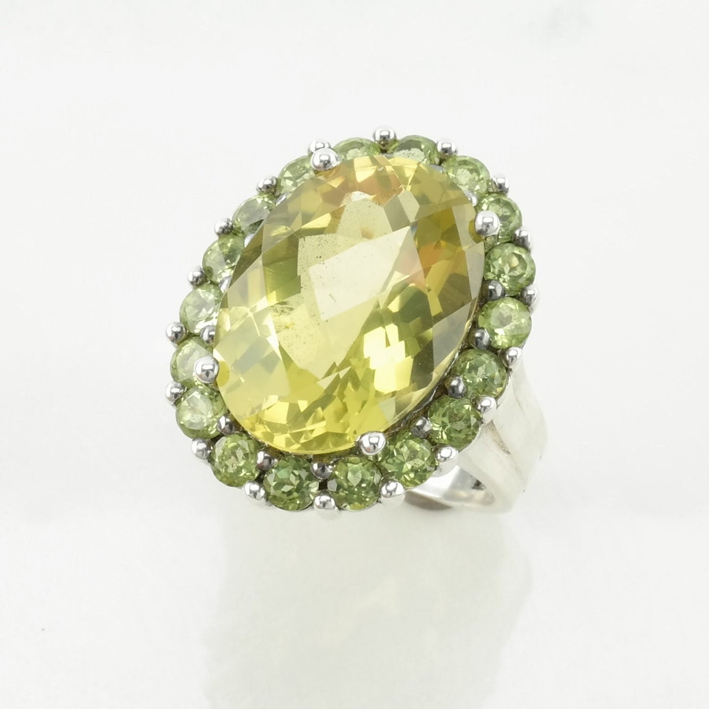 Sterling Silver Ring Lemon Quartz Peridot Yellow Size 6 1/4