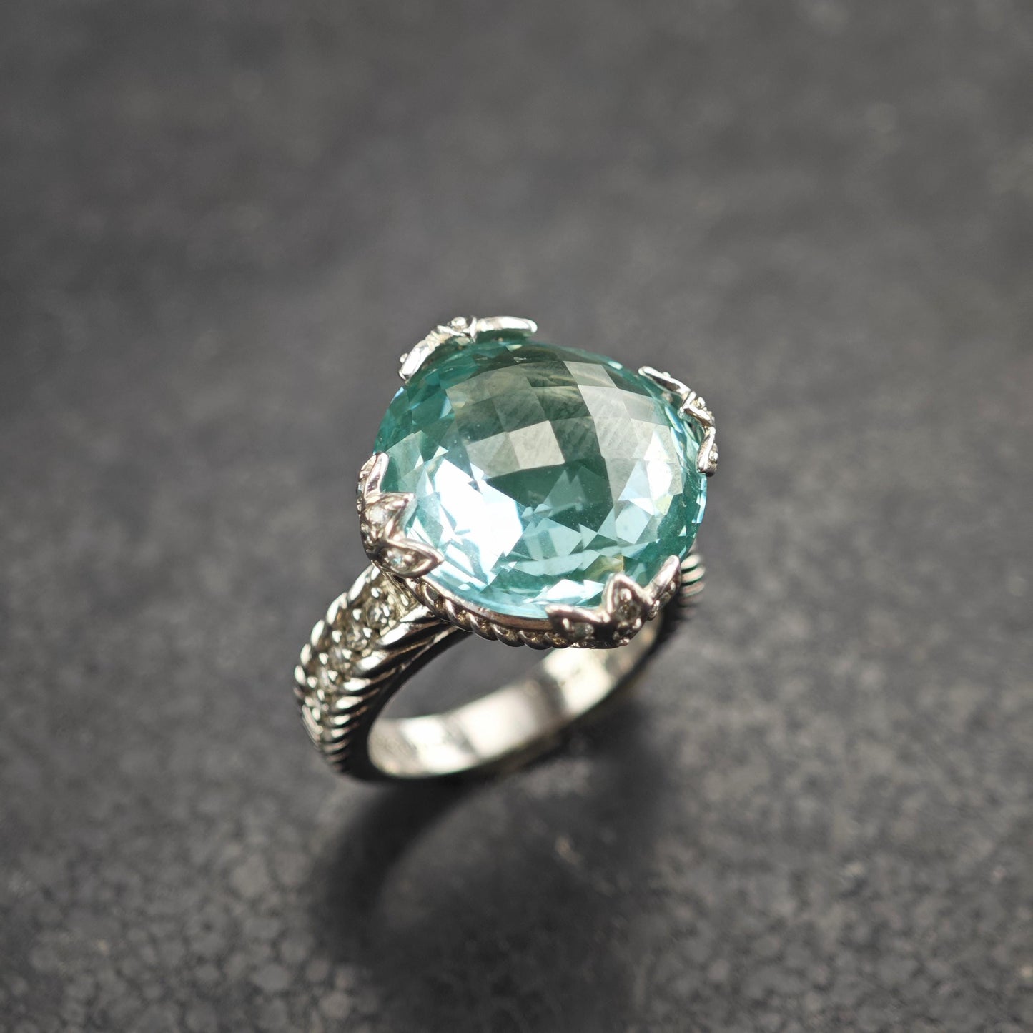 Green Quartz Doublet Sterling Silver Ring Sz 6 R6608