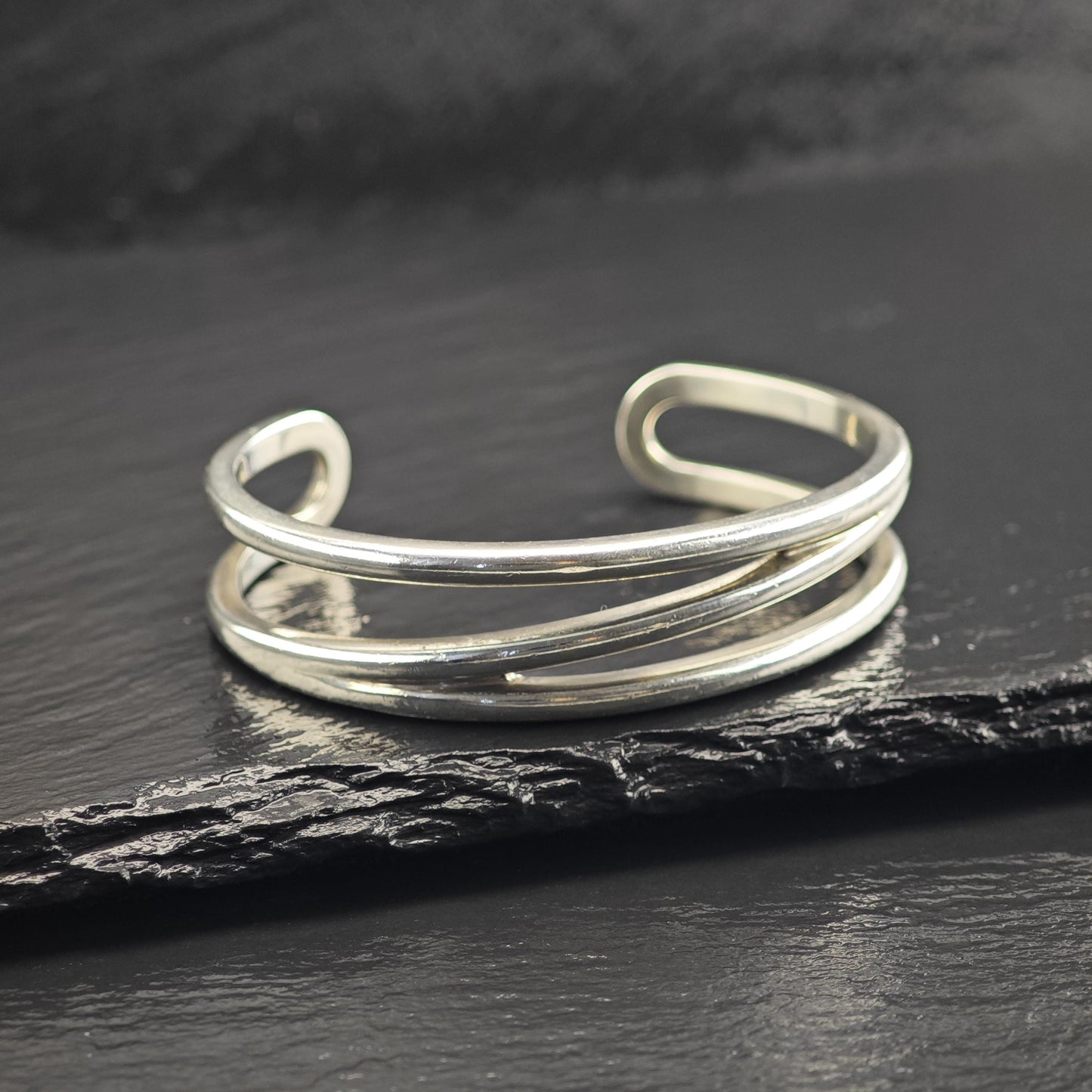 Vintage Tiffany & Co. Diaganol Sterling Silver Cuff Sz 6" BR3124