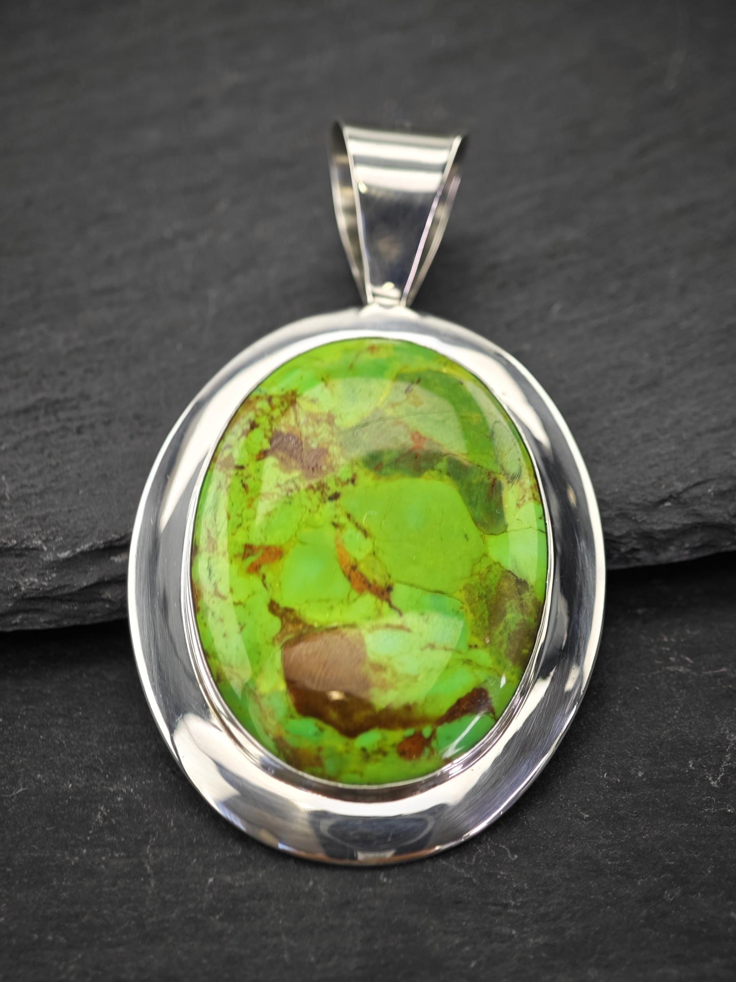 DTR Green Dyed Turquoise Sterling Silver Pendant