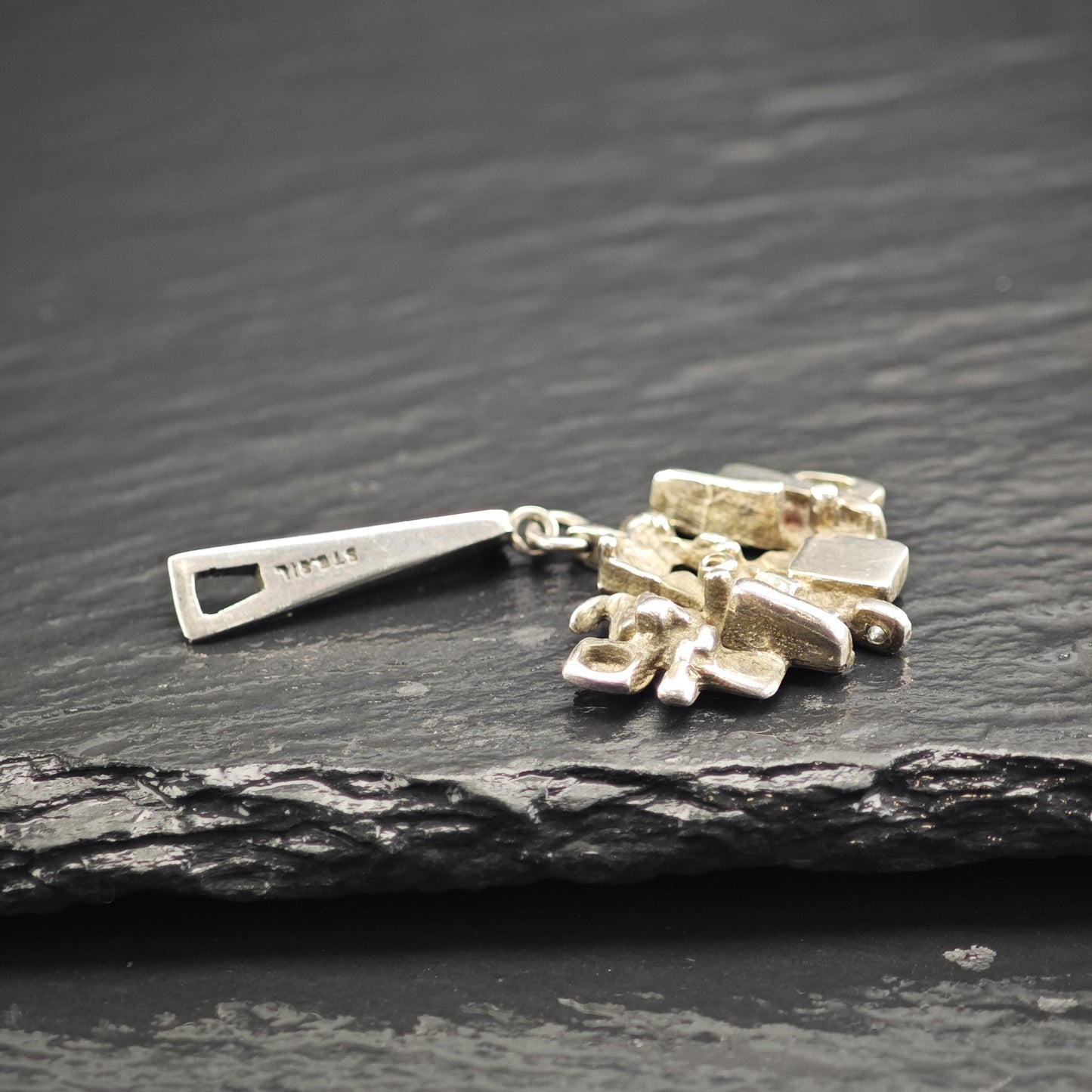 Abstract Brutalist Sterling Silver Pendant P3080
