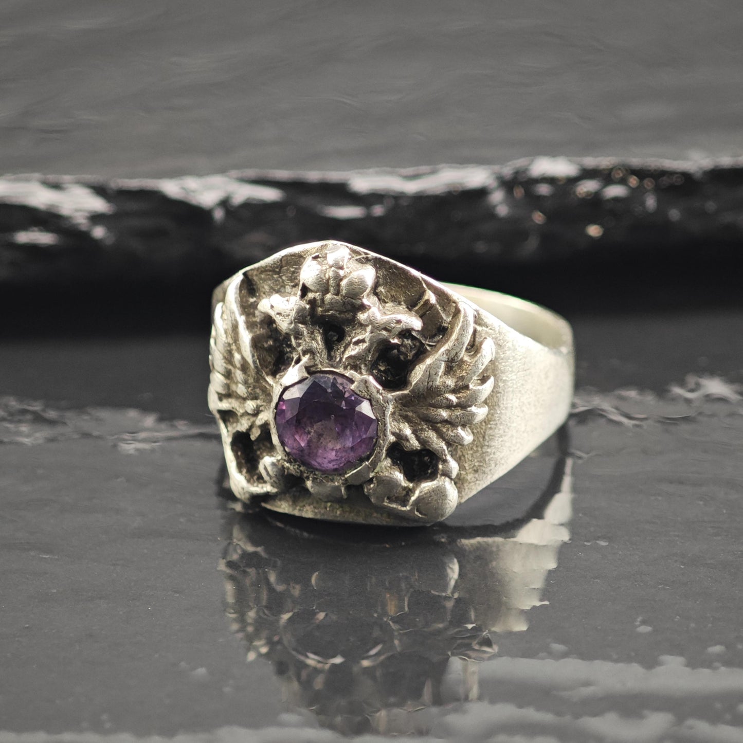Color Change Corundum Double Eagle Sterling Silver Ring Sz 11 3/4 R6748