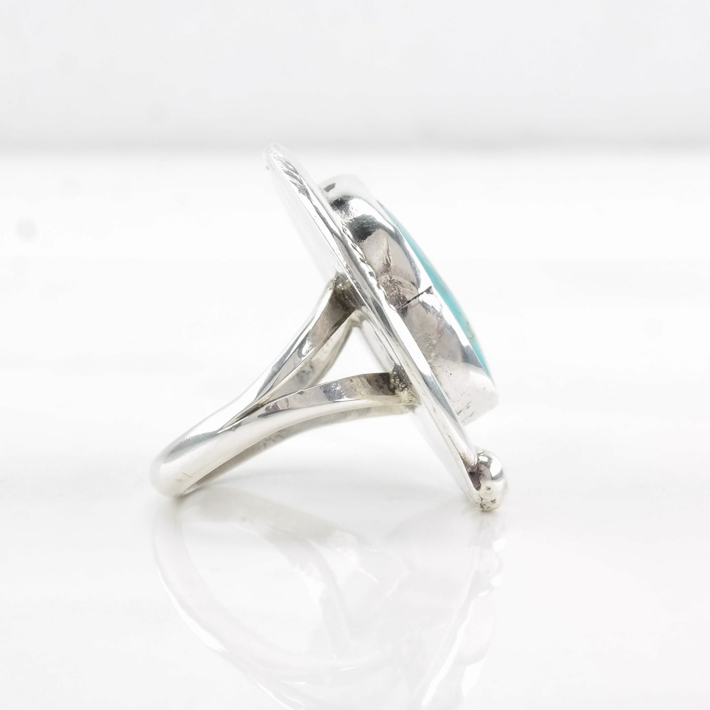 Native American Sterling Silver Ring, Turquoise Blue Size 7 1/4