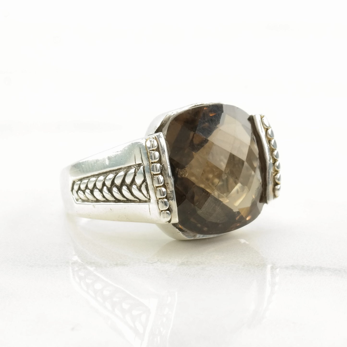 Sterling Silver Ring Smoky Quartz Size 7 1/2