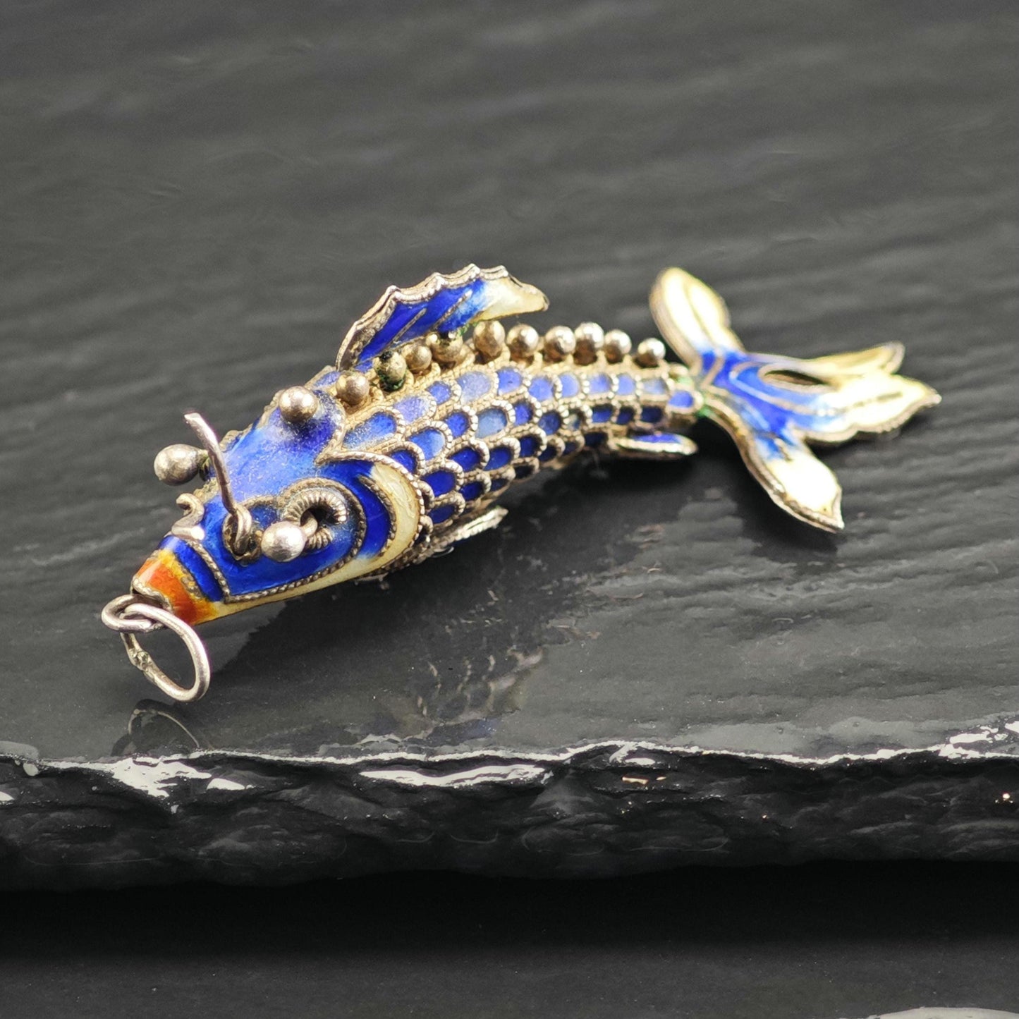 Enamel Koi Fish Pendant Sterling Silver P3039