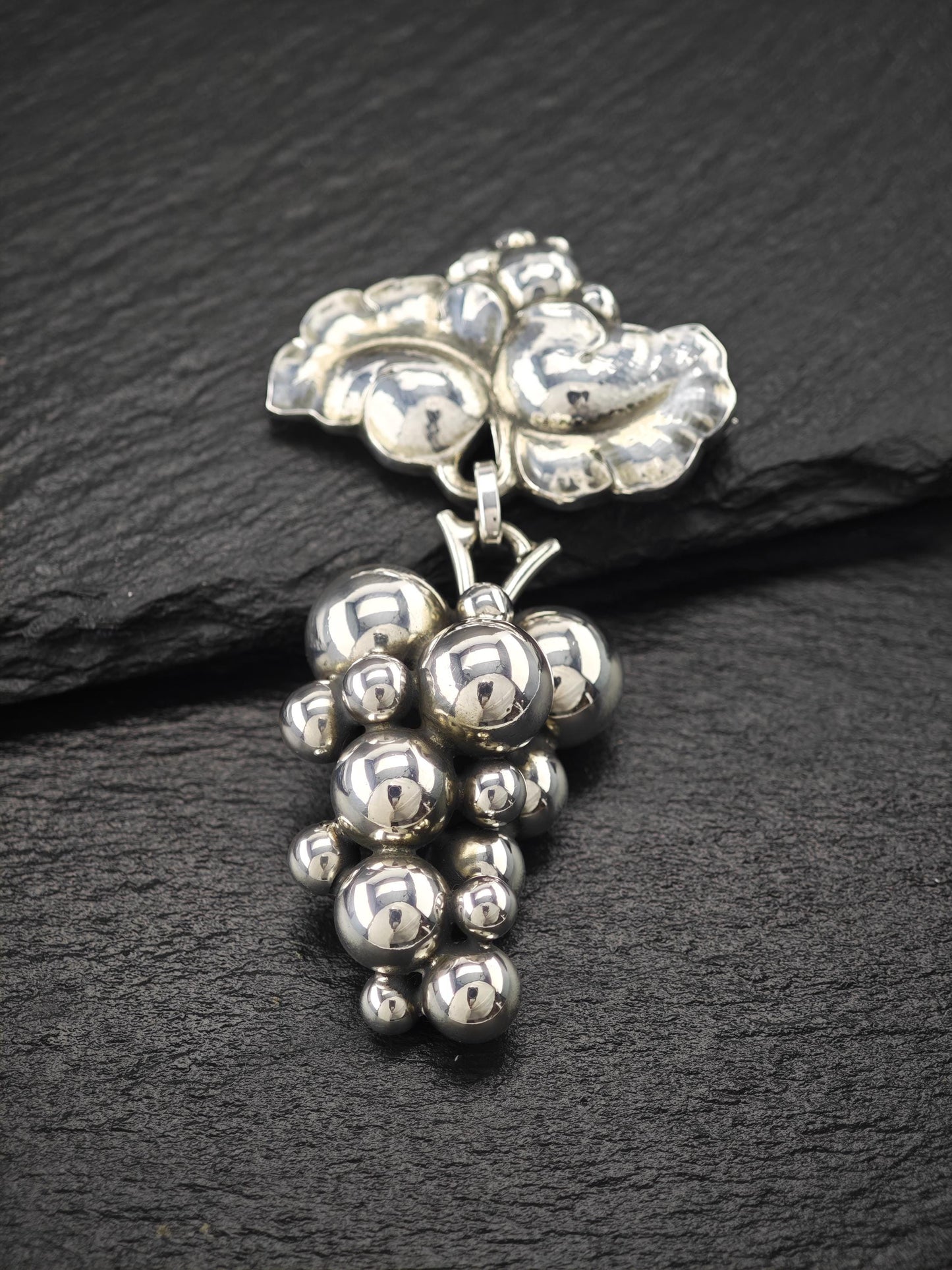 Georg Jensen 217B, Moonlight Grapes Brooch Sterling Silver
