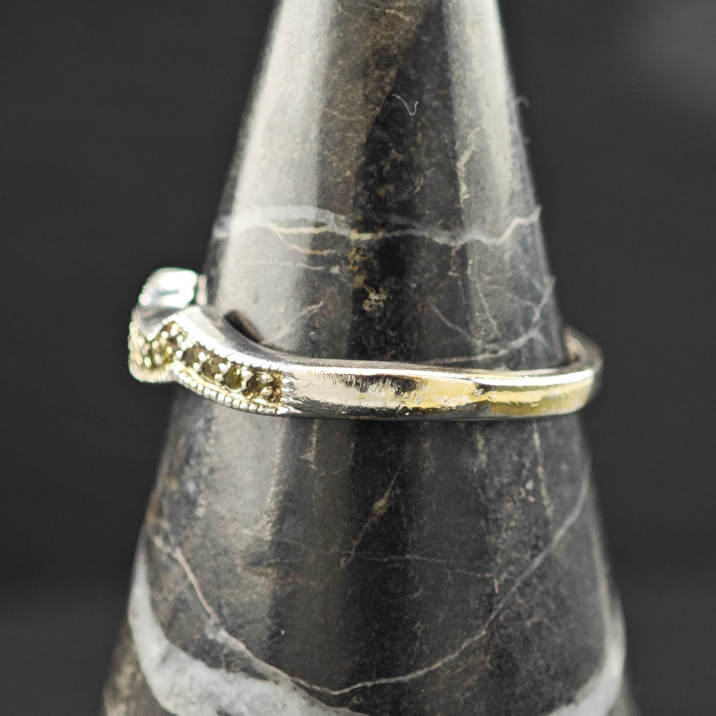 Stackable Yellow Diamond Ring Sterling Silver Sz 6 3/4 R6205