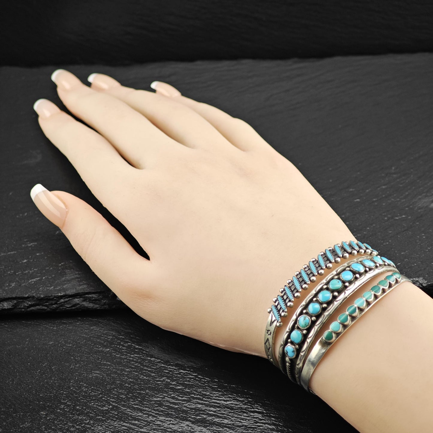 Single Row, Circle Turquoise Native American Cuff Bracelet
