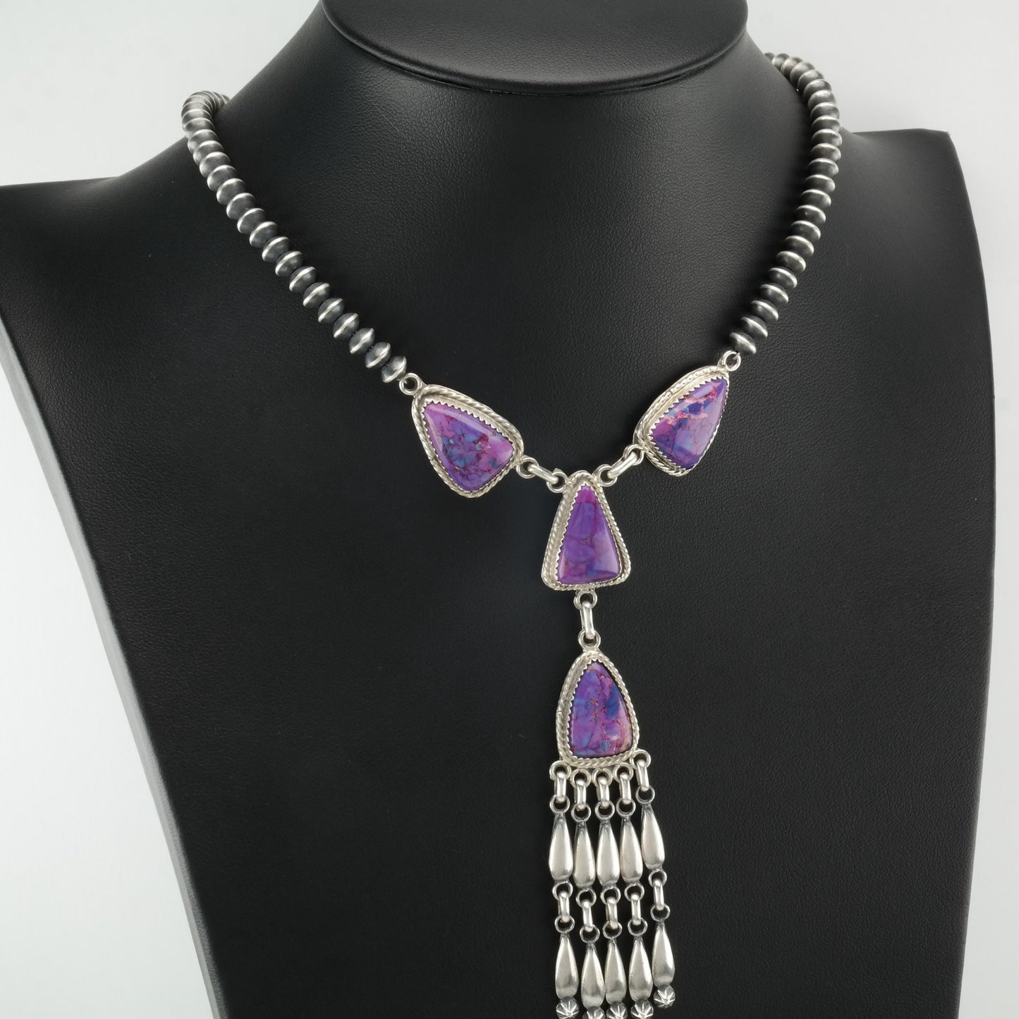 Running Bear Sterling Silver Beaded Necklace N2408